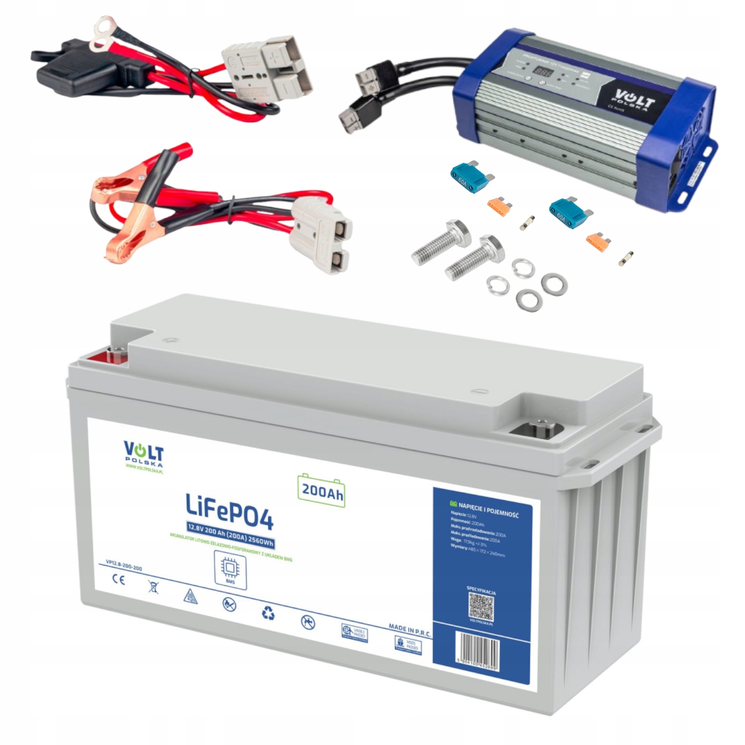 Akumulator Litowy LIFEPO4 12V 200AH 200A 12.8V Z Ładowarką 40A Off Grid