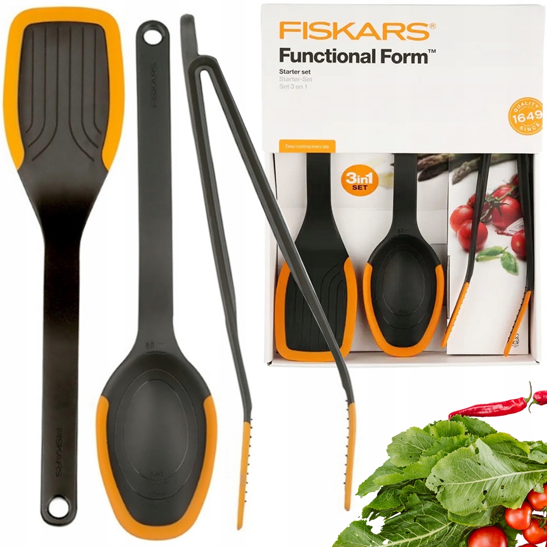 

Fiskars Zestaw Kuchenny Łyżka+łopatka+szczypce