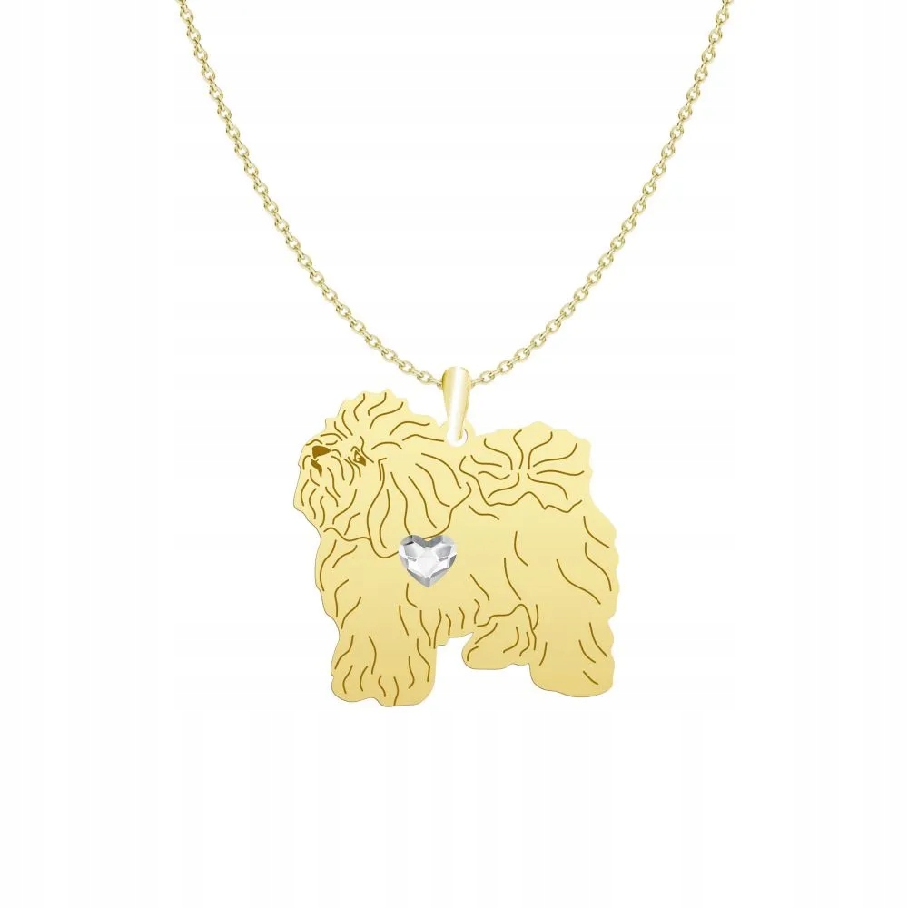 Zlatý náhrdelník s Boloňským psem 925 Řetízek Dárek Gravírování Bonus