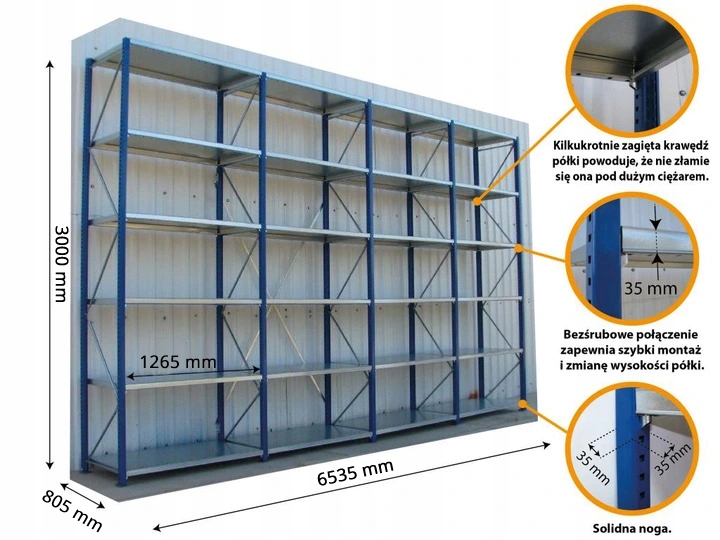 Regal metalowy magazynowy M25 30 polek 120 kg Producent code Regal polkowy m25