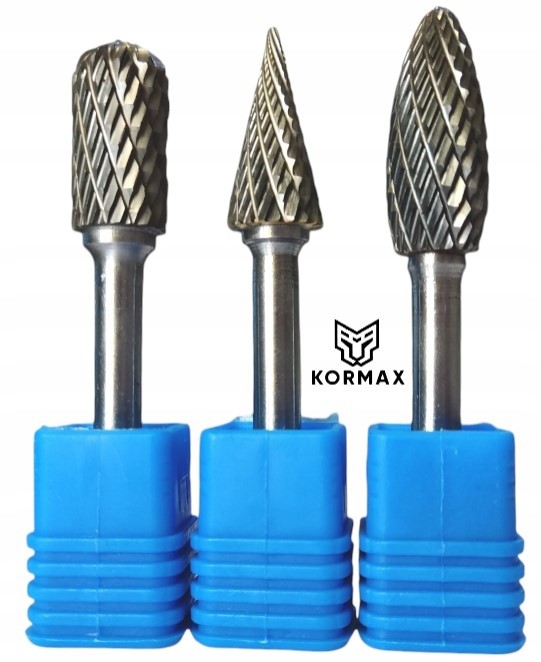 3x Rychlootáčkový pilník Fréza 12 mm karbidový kužel plamen válec zaoblený