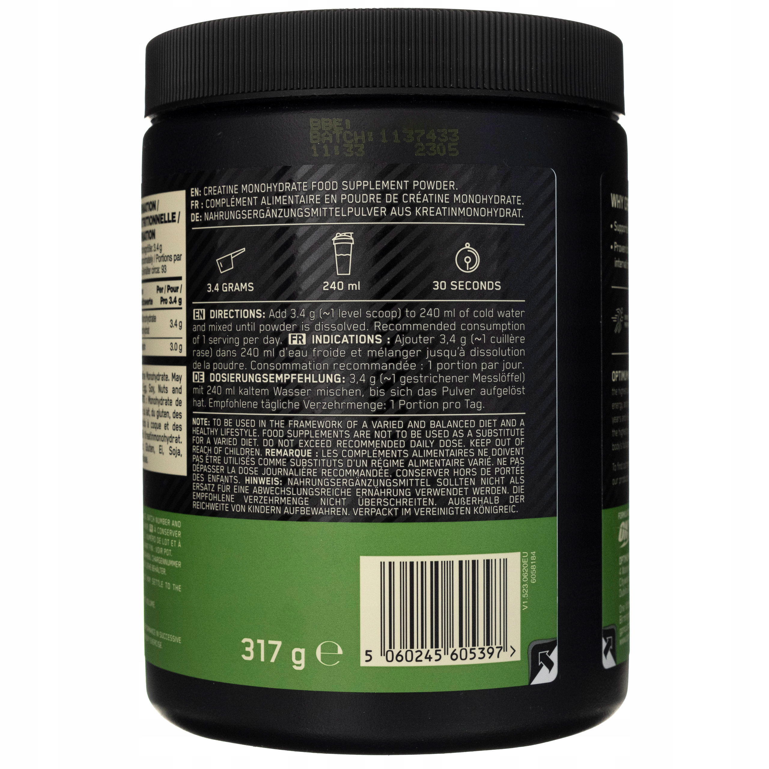 OPTIMUM CREATINE 317g MONOHYDRAT KREATYNA MOC SIŁA — 6