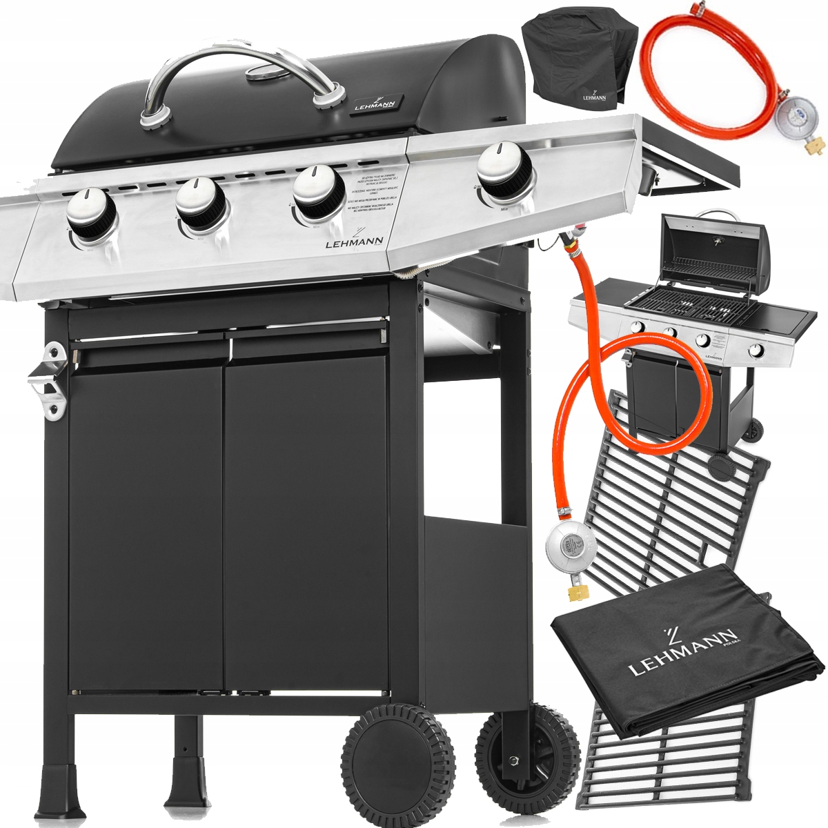 САДОВЫЙ ГАЗОВЫЙ ГРИЛЬ ЧУГУННАЯ РЕШЕТКА ИЗ НЕРЖАВЕЮЩЕЙ СТАЛИ LEHMANN TEXAS 3 1 ЧЕХОЛ