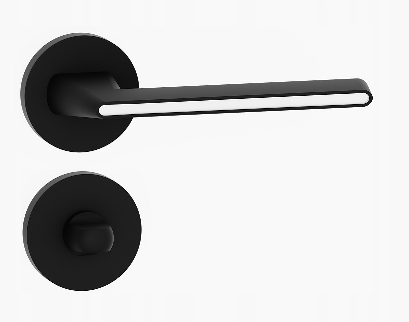 Klika na dveře komplet Wc rozety štítek Efenia kulatá černá bílá