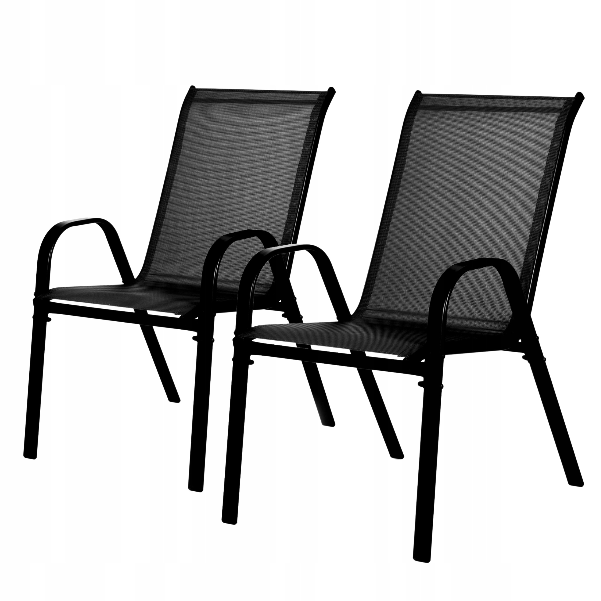 Sada záhradných stoličiek na balkón, terasu, záhradu, pevné kovové, 2 ks, čierna