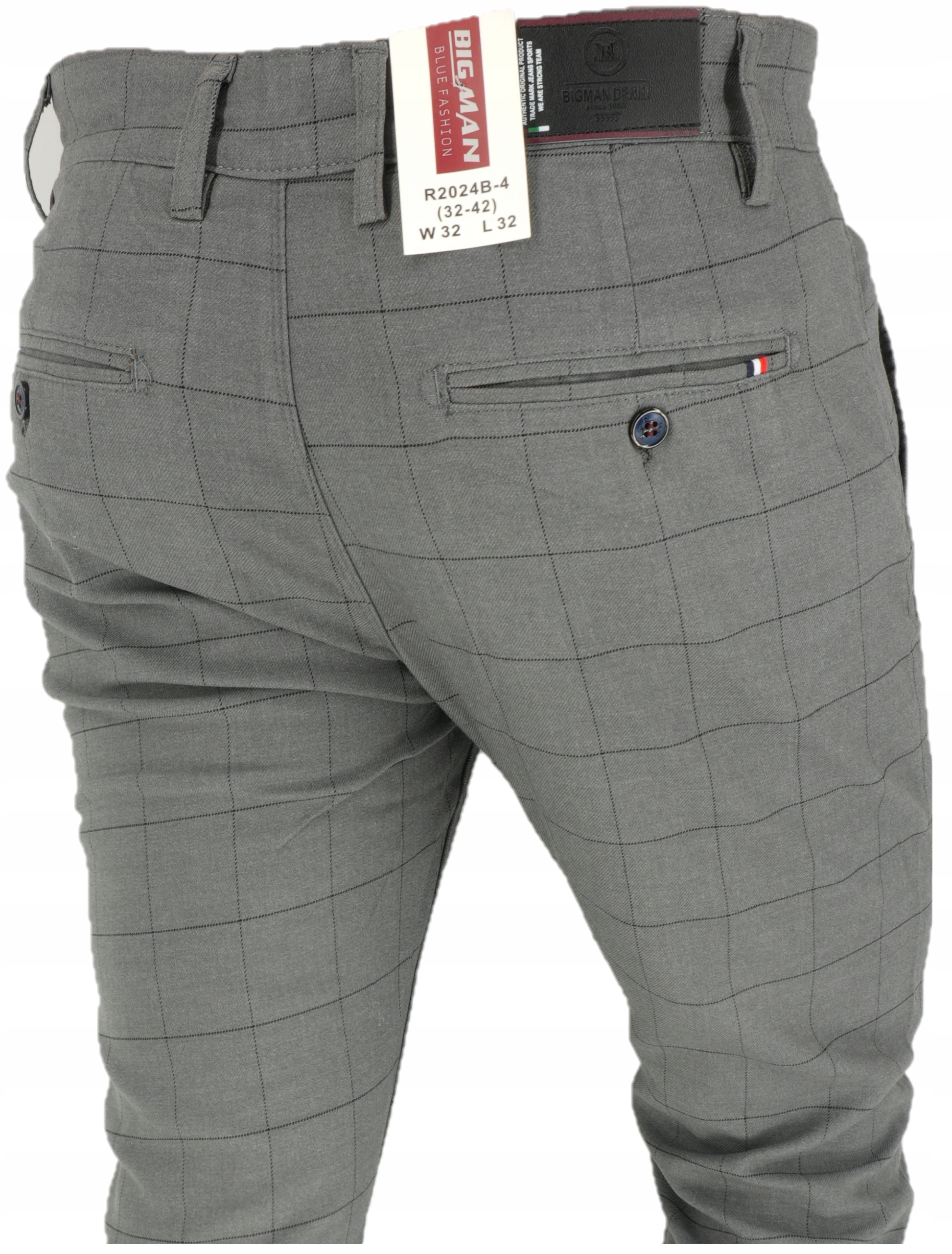 Spodnie Krata Szara Ciemna L32 W38