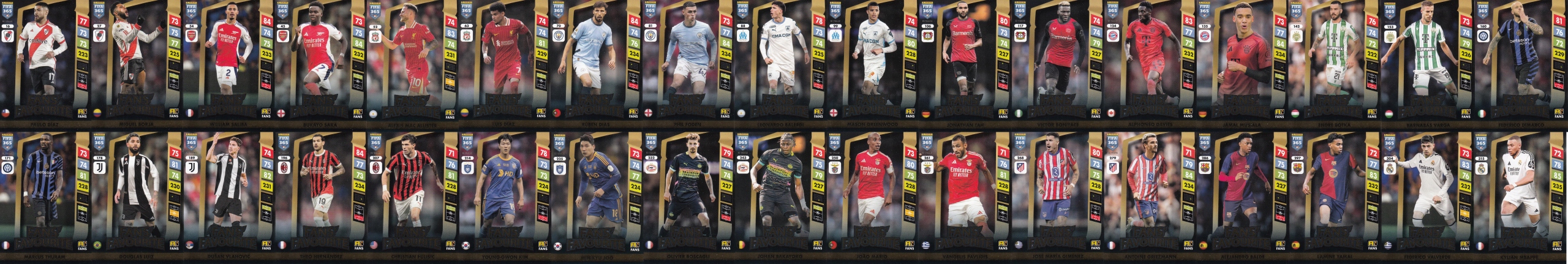 Karty Kolekcjonerskie Fifa 365 2025 Panini Fans Favourite Zestaw 34 karty