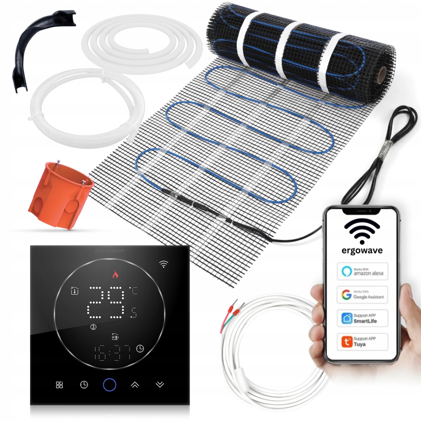 Vykurovacia rohož pod dlaždice 160 W ergowave termostat s Wifi a aplikáciou Tuya