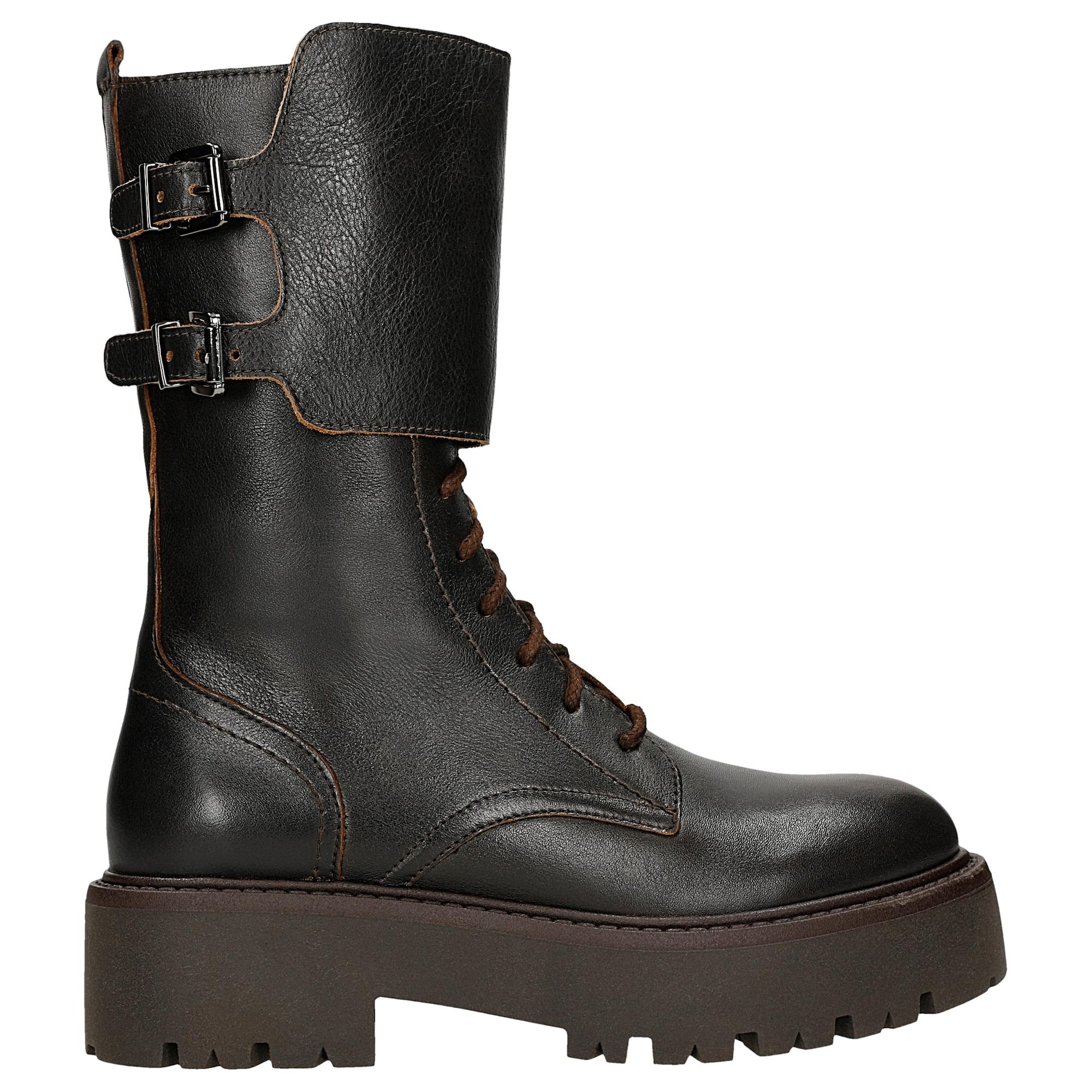 Hnědé dámské bikery na platformě vel. 37