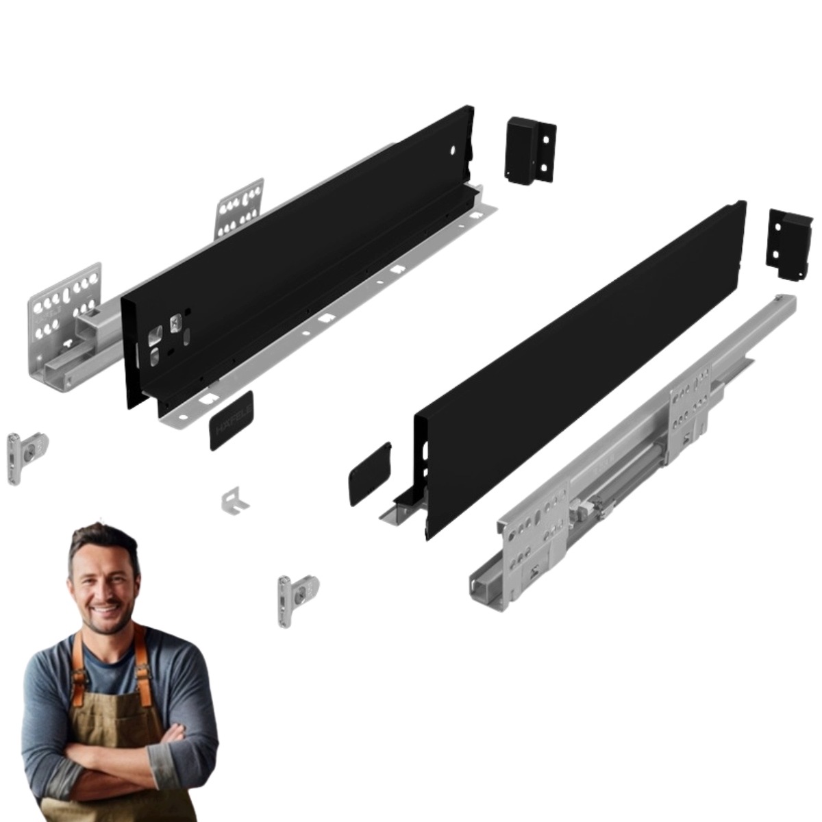 Šuplík Hafele Matrix Slim 400 mm H-84 35 kg 514.11.303 Tenká černá