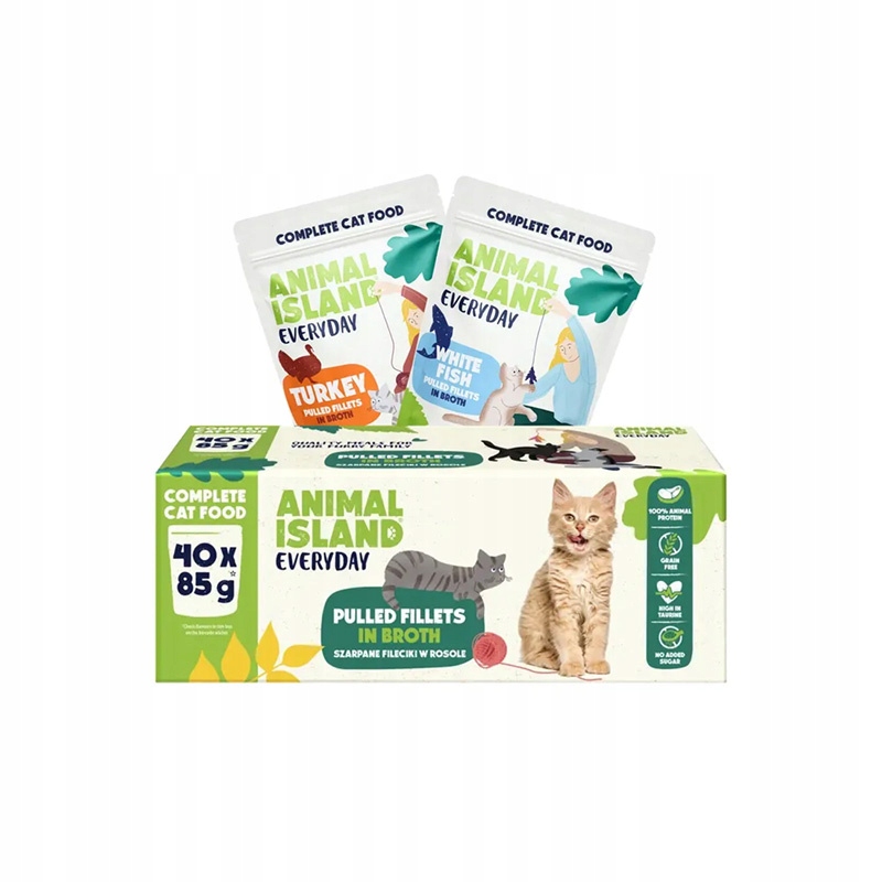 Animal Island Everyday Karma mokra dla kota indyk biała ryba 40 x 85 g