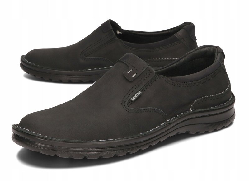 MOKASYNY PÓŁBUTY MĘSKIE SKÓRA 270/CZN CZARNY 43 Długość wkładki 28.8 cm