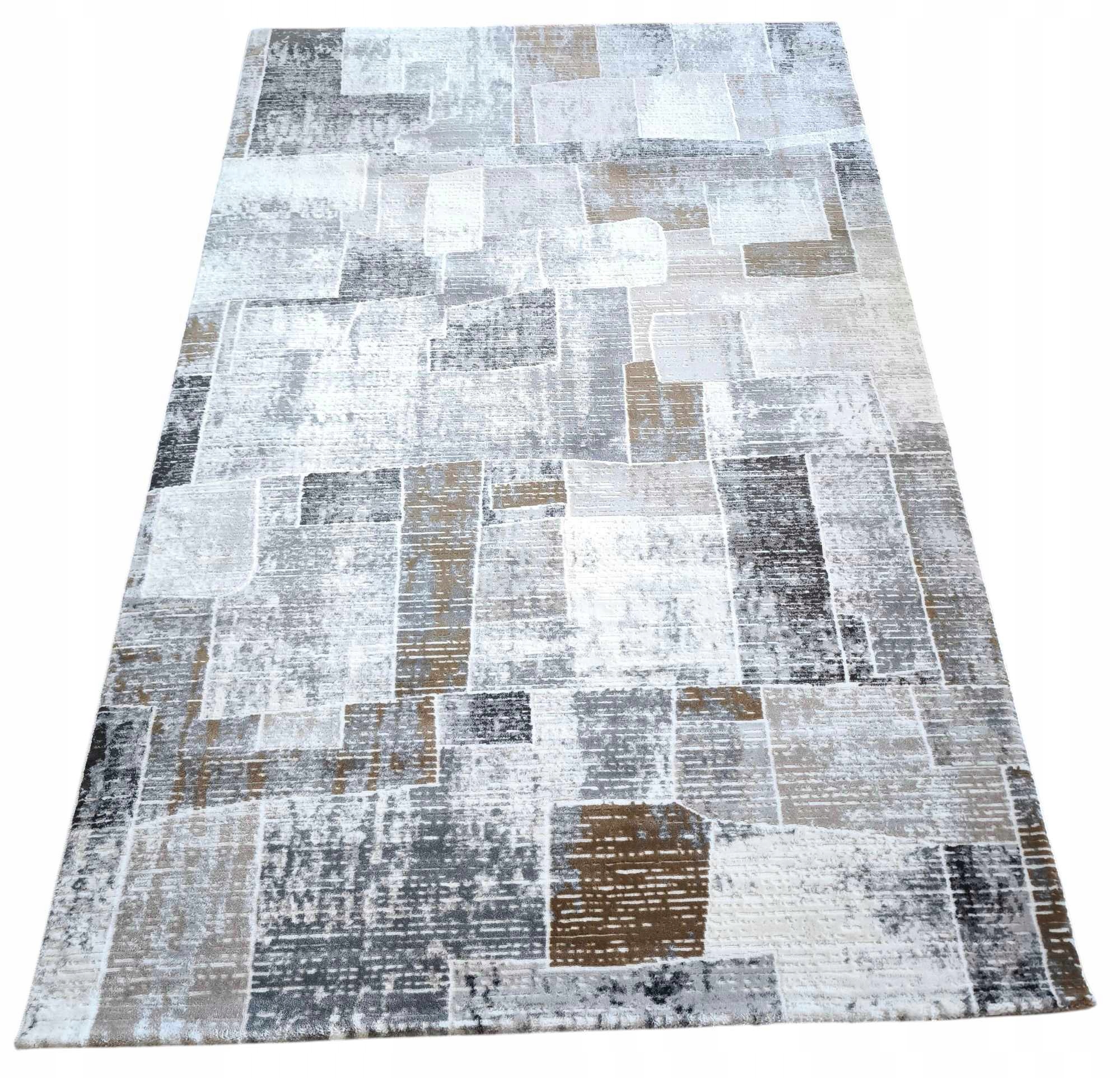 Koberec do obývačky 160 x 230 cm, loftový vzor s plyšovými štetinami, kvalita