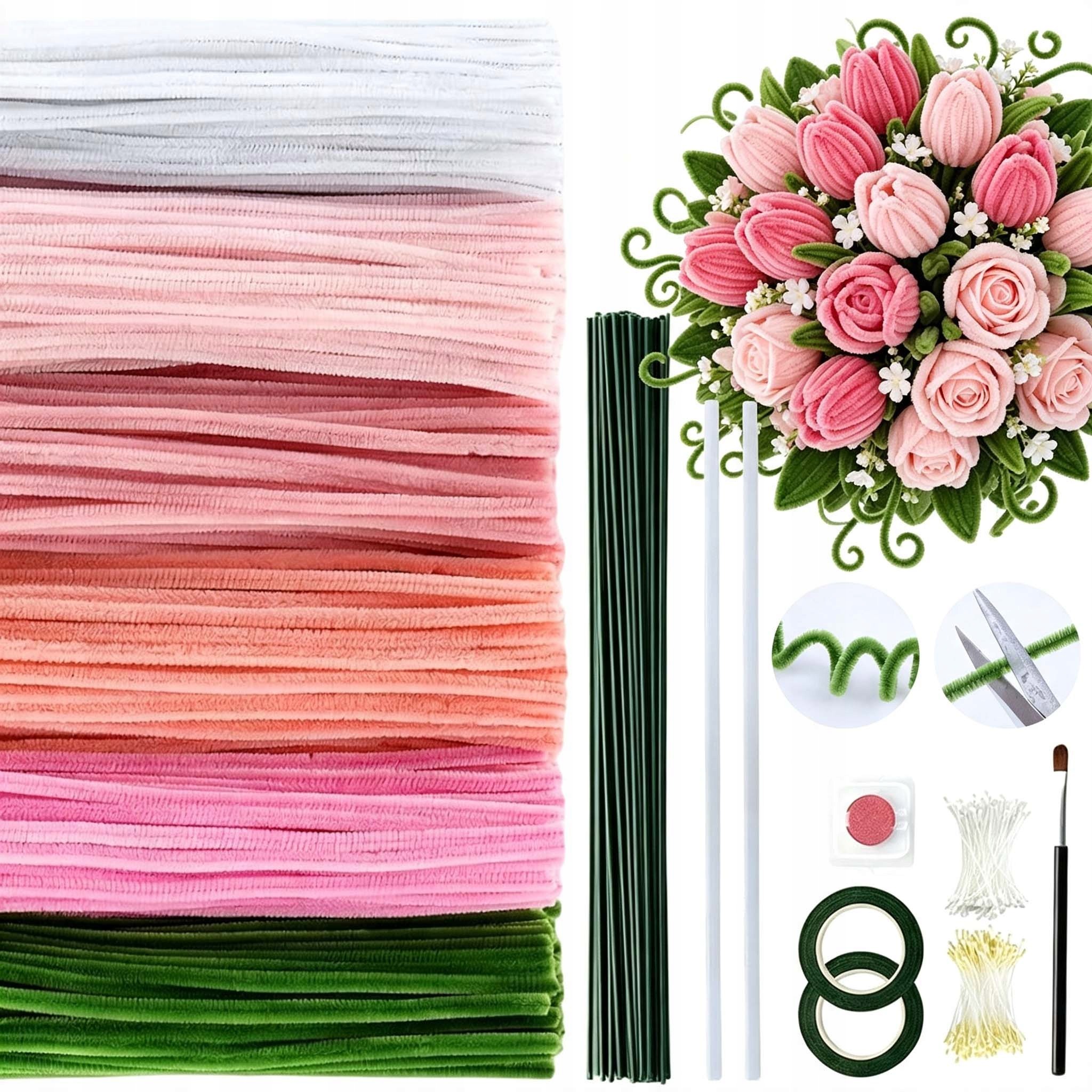 Kreativní Drátky Floristické Set 540 Ks Růžové Nadýchané Vytěráky