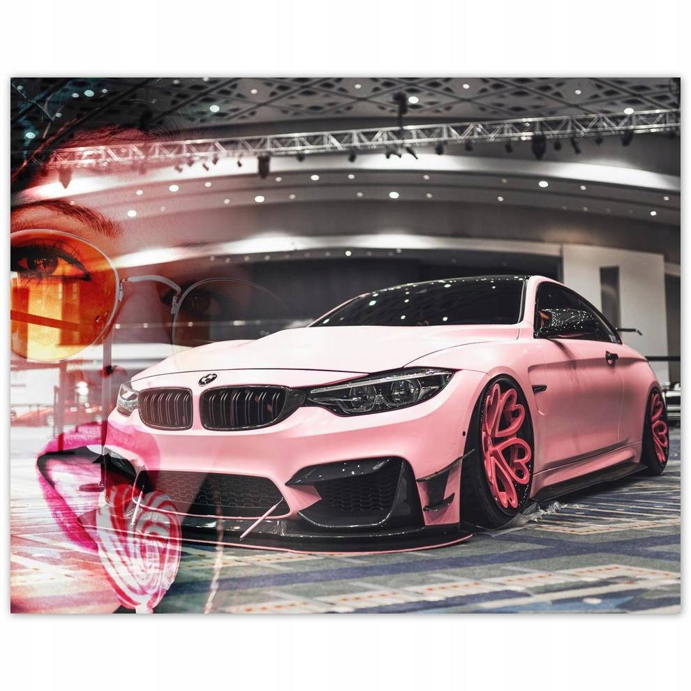 

Plakat 50x40 Różowe Bmw Samochód Laski