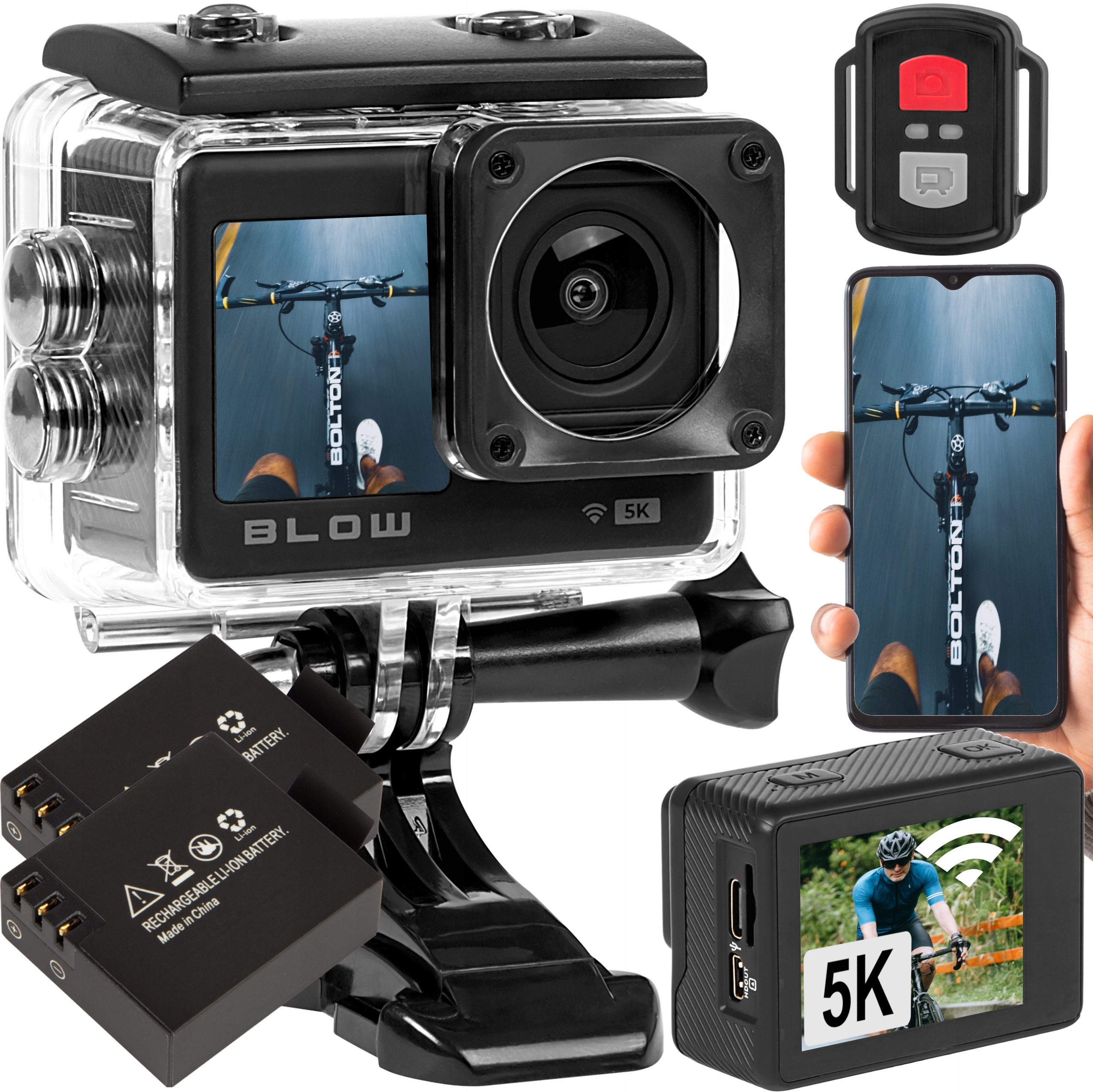 KAMERA SPORTOWA GO PRO4U 4K WIFI USB UHD MIKROFON PILOT 2X AKUMULATOR