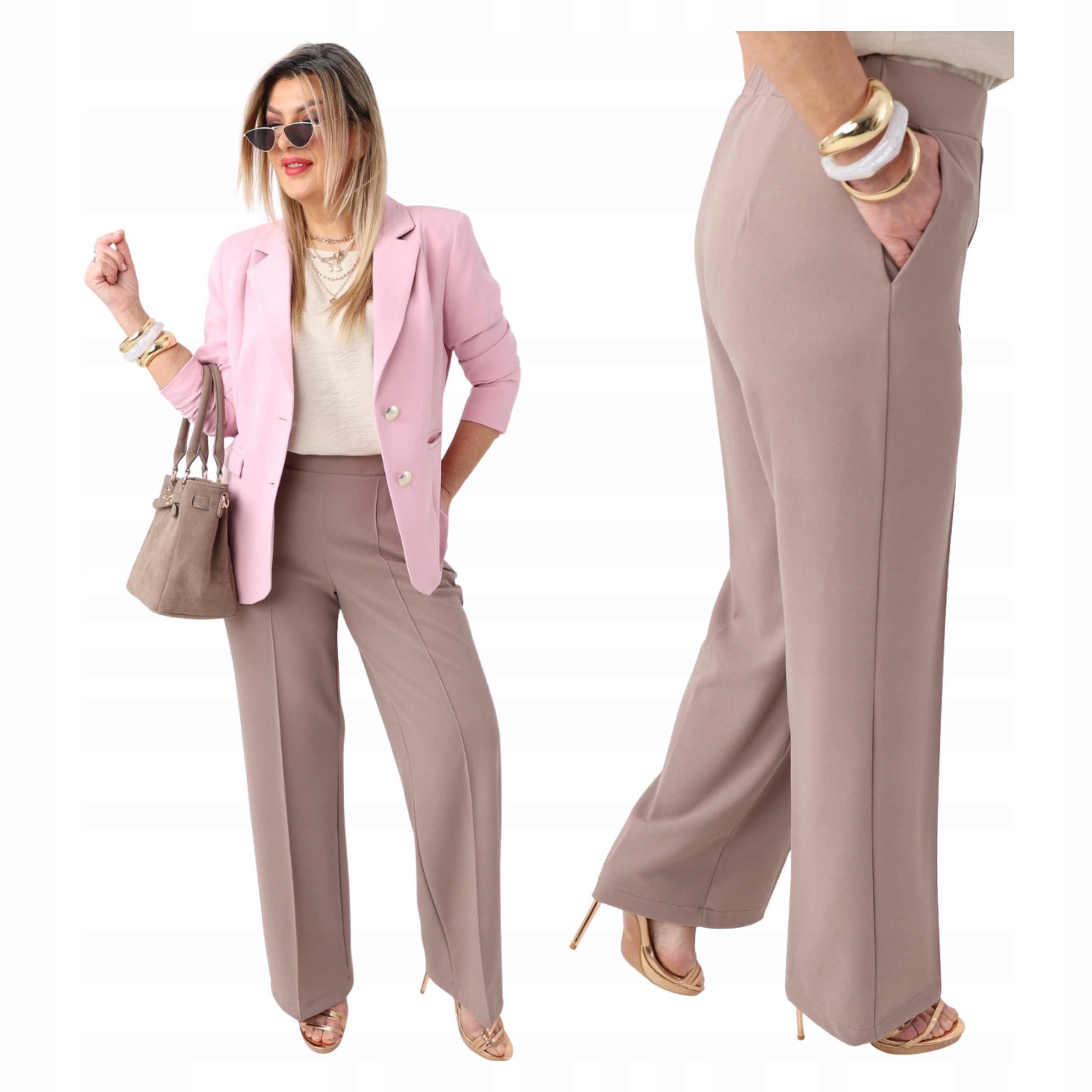 spodnie w kant na gumce duże rozmiary Polski Producent szerokie