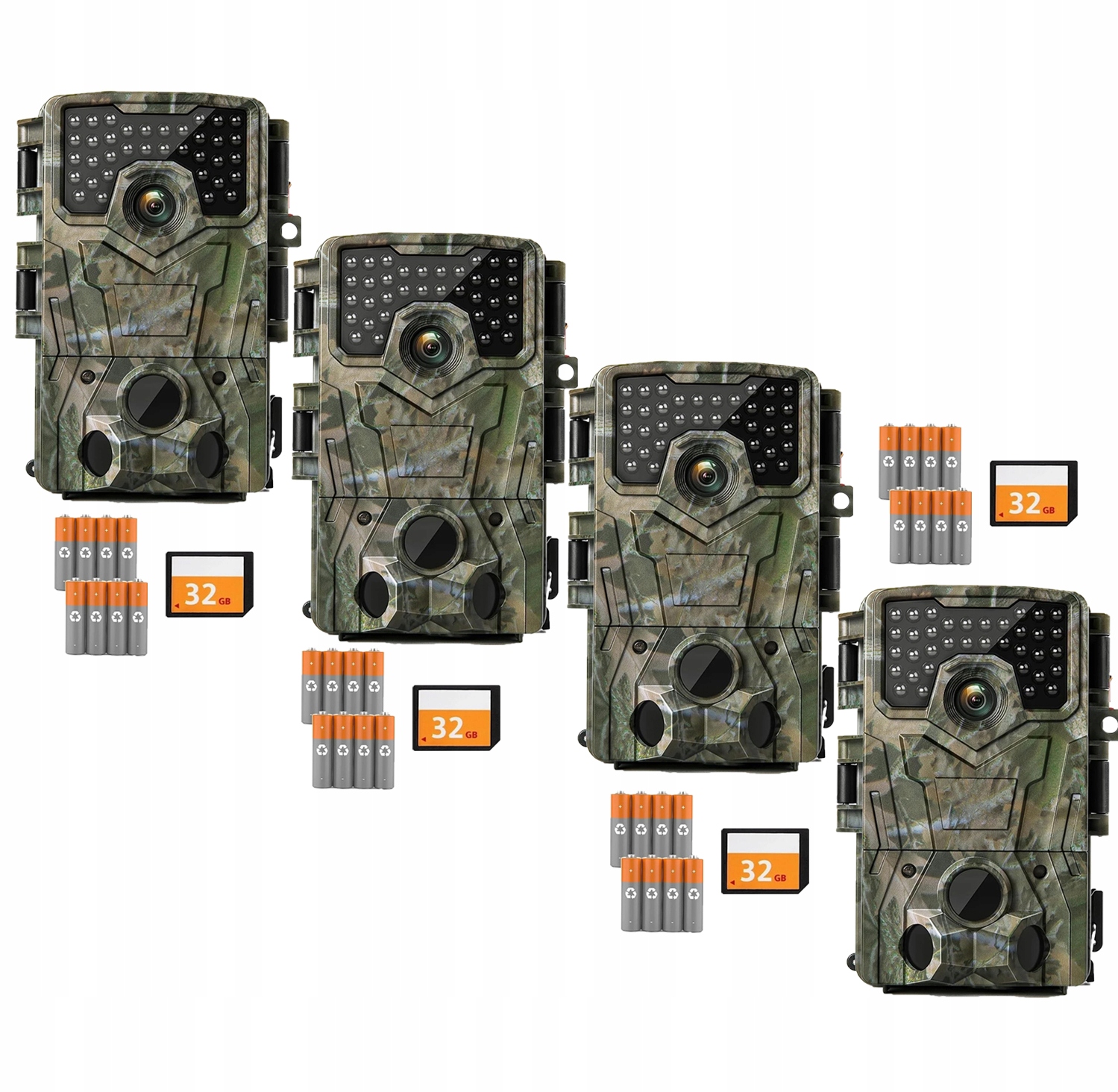 4 kusy Lesní kamera pro lov Ir 850nm 4K 48Mpx s 32G kartou a bateriemi
