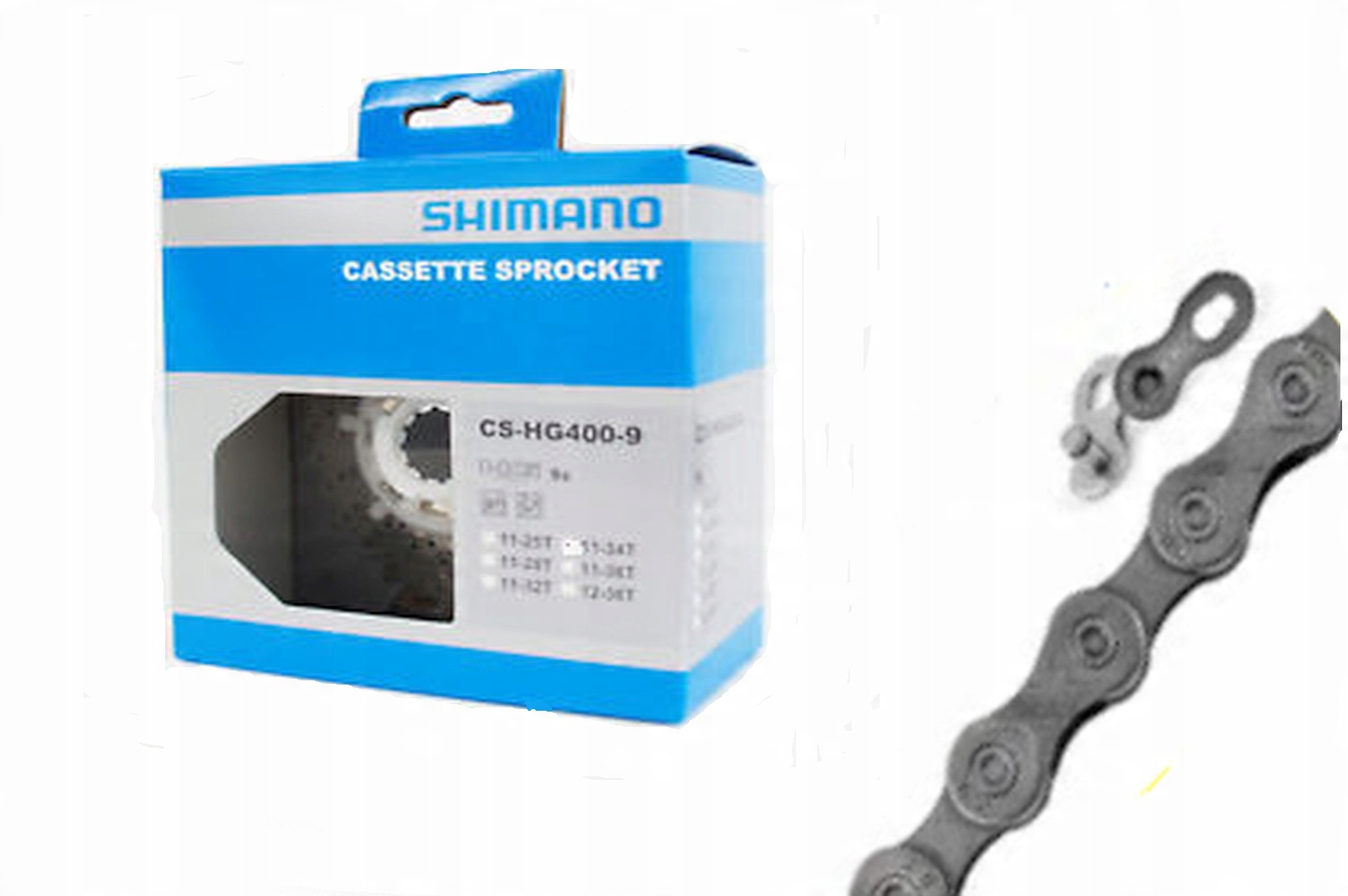 

Zestaw kaseta 9rz Shimano CS-HG400 11-32 +kmc X9