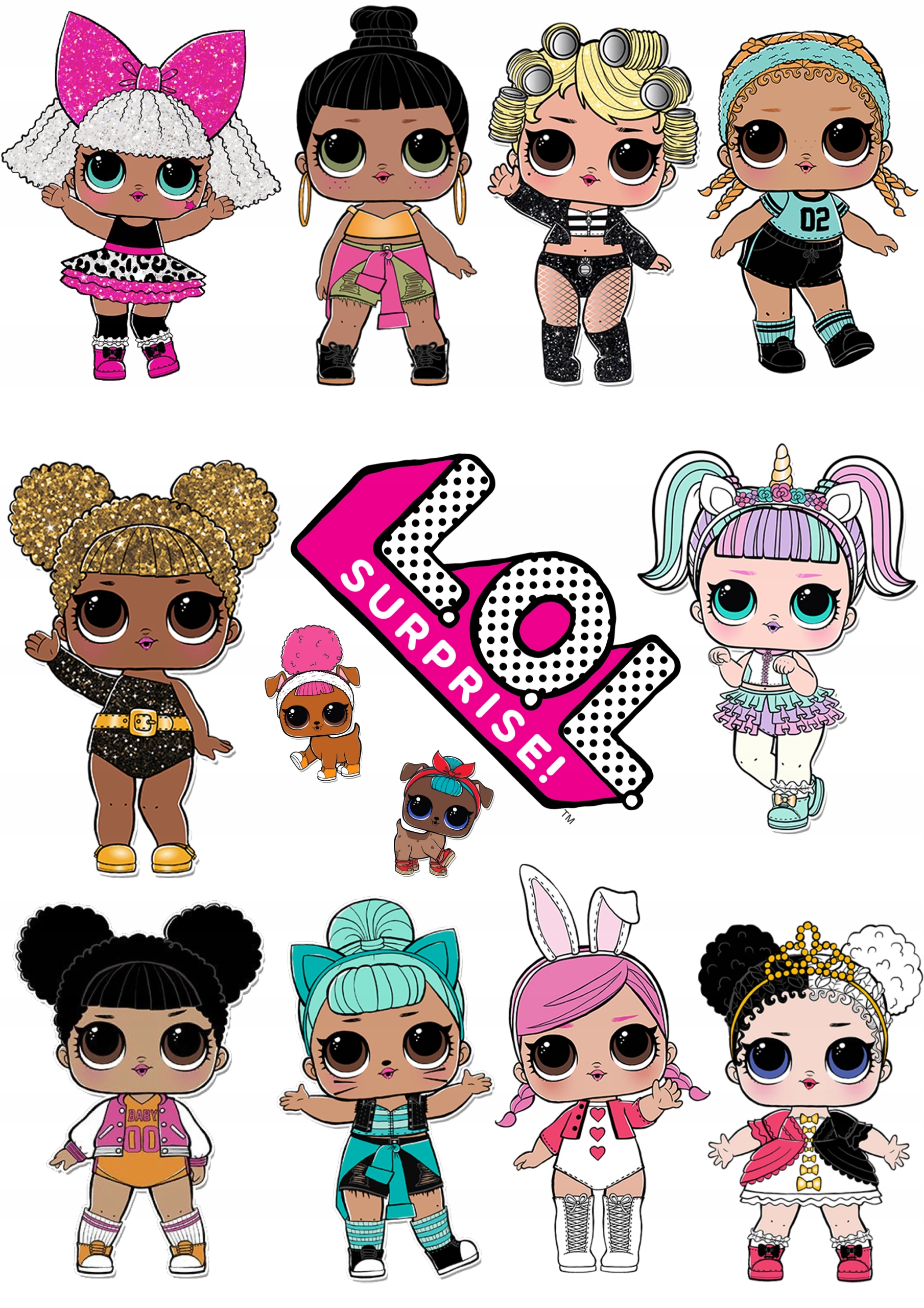 Opłatek Waflowy na Tort LOL SURPRISE POSTACIE A4 Dekoracja na Urodziny