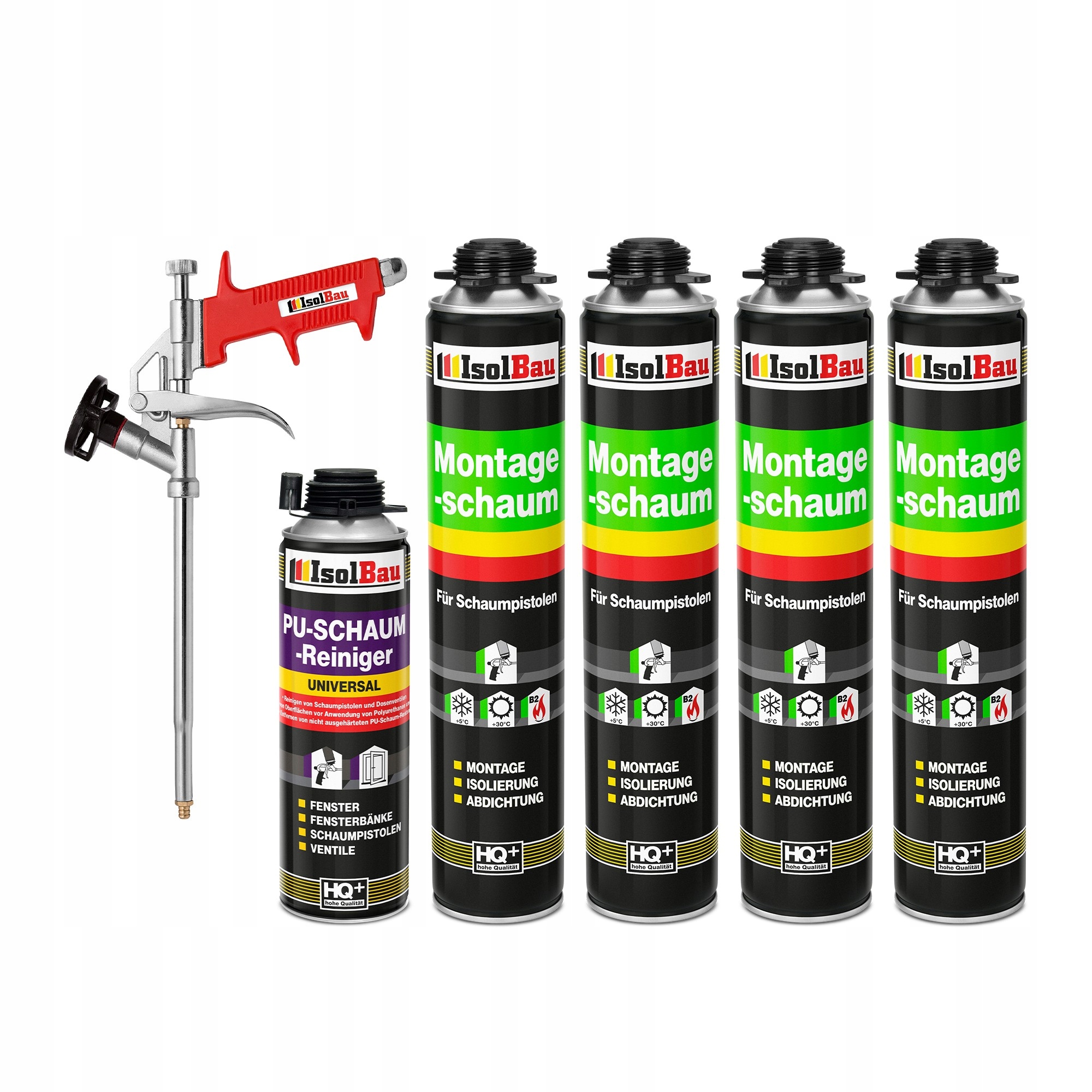 Stavební pěna 4 x 750 ml sada pistolový čistič oken dveří schody