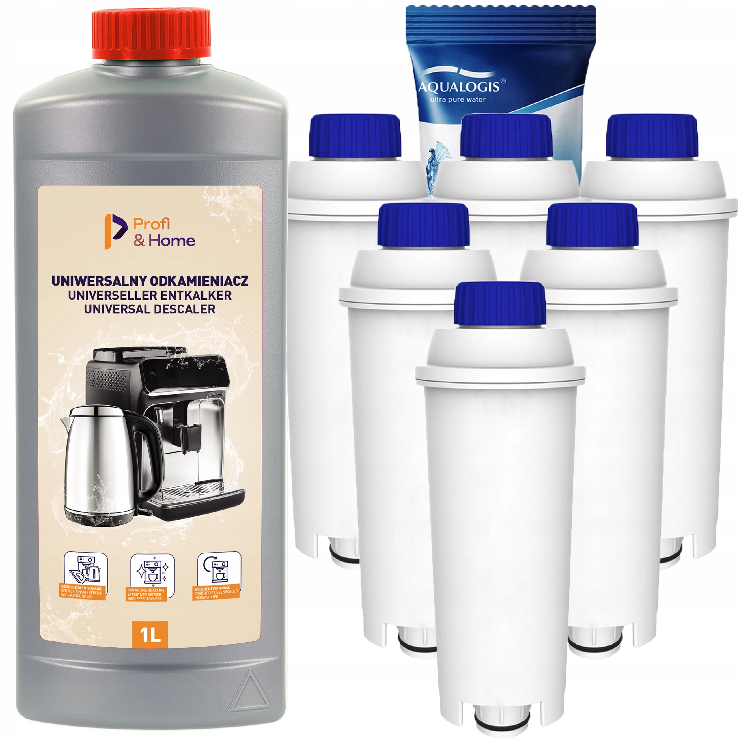 Odvápňovač 1L 6x Filtr Do Expresu Delonghi Dinamica Plus Ecam Eletta Esam