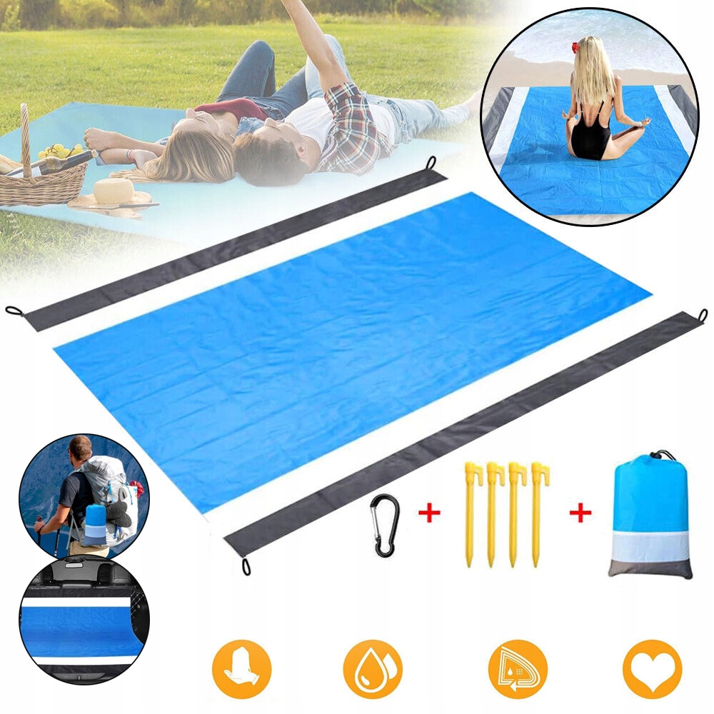 MATA PLAŻOWY, ODPORNY NA PIASEK, DUŻY KOC PIKNIKOWY, DLA 4-7 DOROSŁYCH