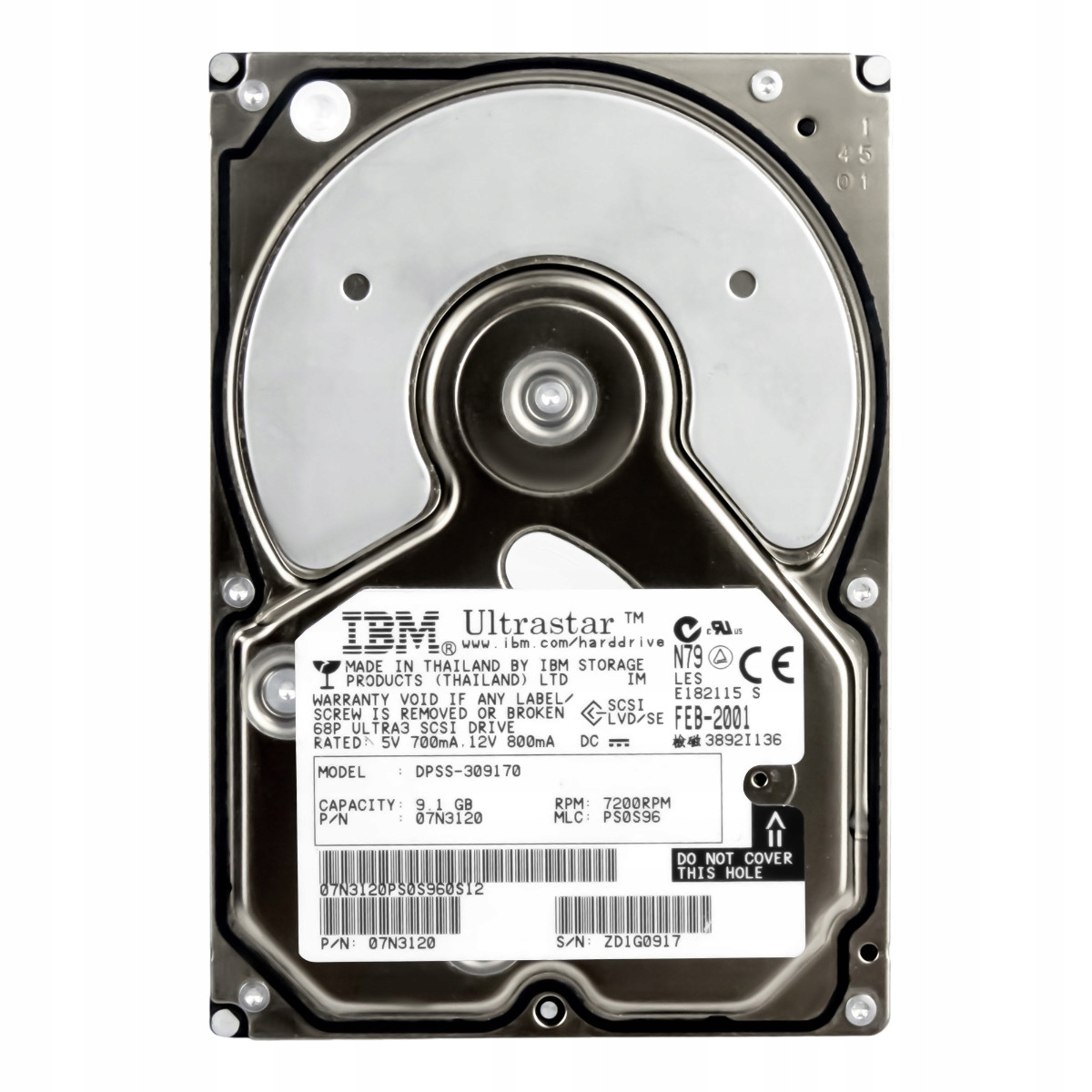 Ibm 07N3120 9.1GB 7.2K Scsi U160 3.5'' DPSS-309170