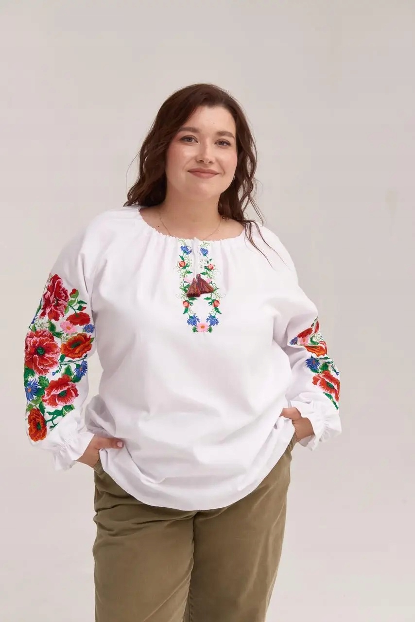 Dámská halenka Slovanská s vyšívanými španělskými květy vel. 4XL