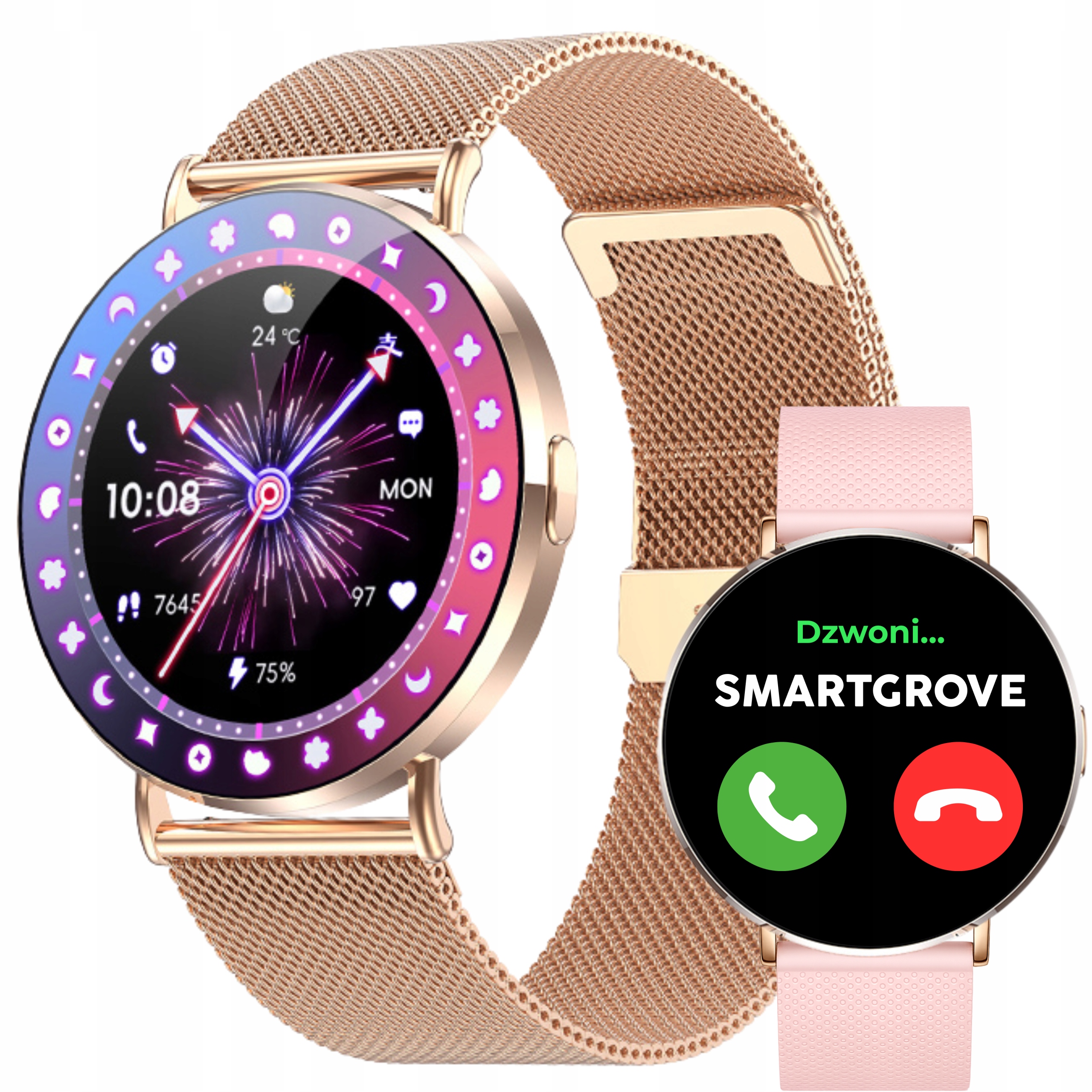 Hodinky Chytré Hodinky Dámské Volání Kroky Tlak Tepová Frekvence Chytré Hodinky