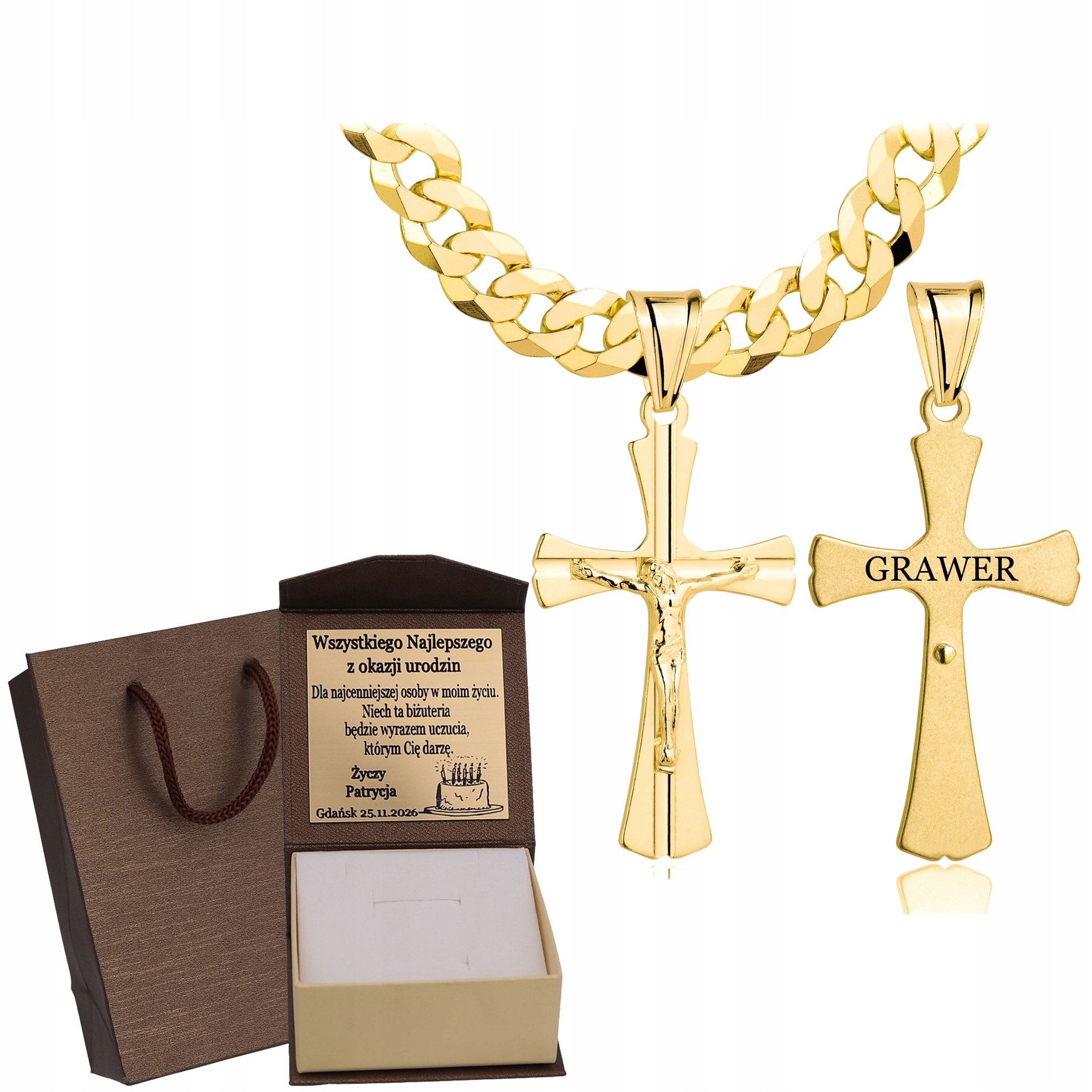 Zlatý Plný Řetízek Pánský Pancr S Křížkem Ryzost 925 585 Gravírování Bonus