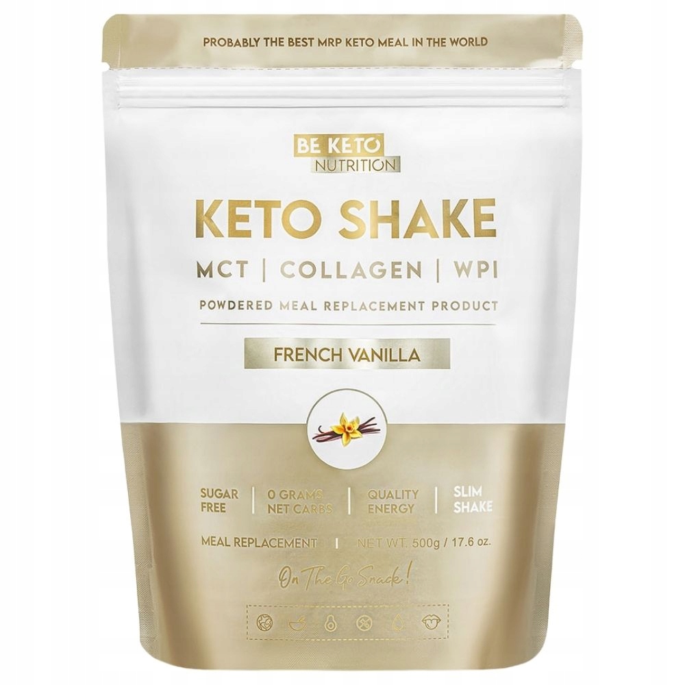 BeKeto Diet Keto Shake Francouzská Vanilka Mct a Kolagen 500 g