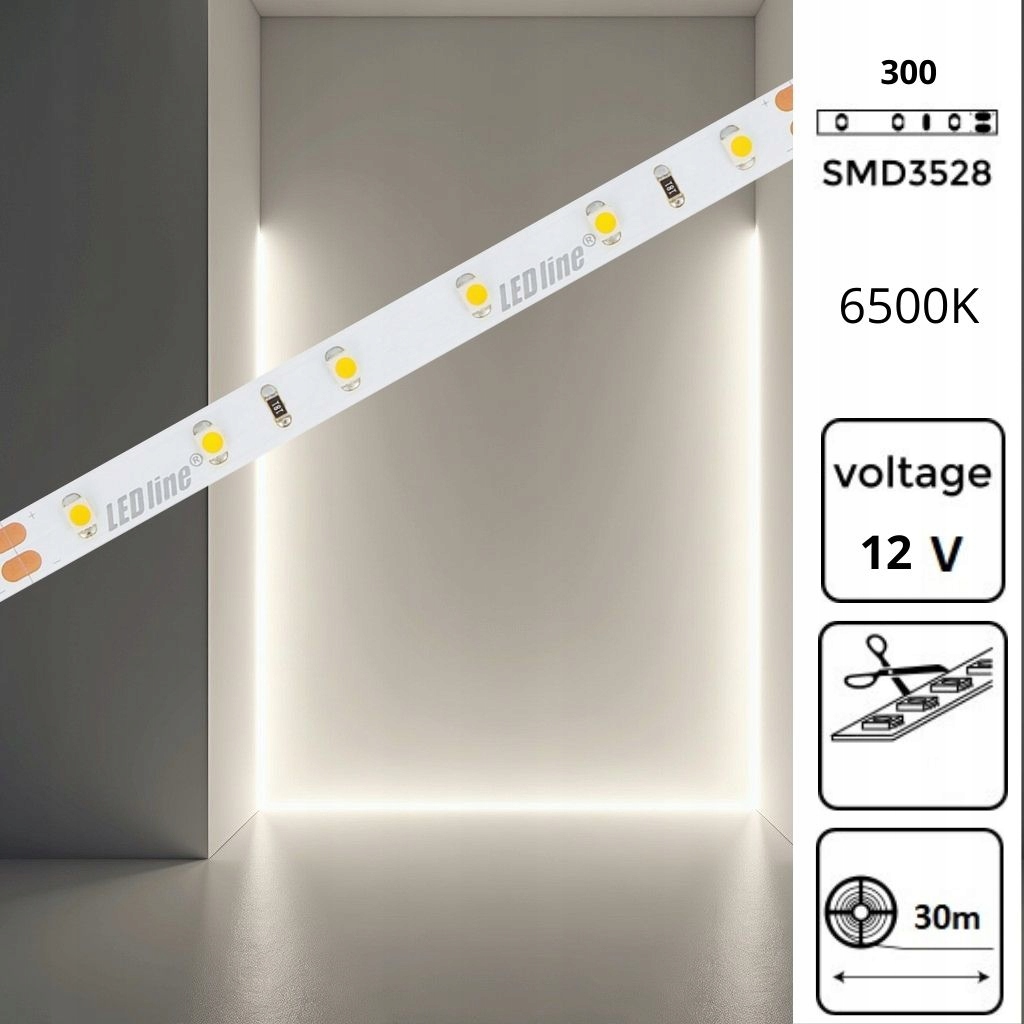 Rolka 30 m Led pásik 300 12V studená biela 6500K 249433
