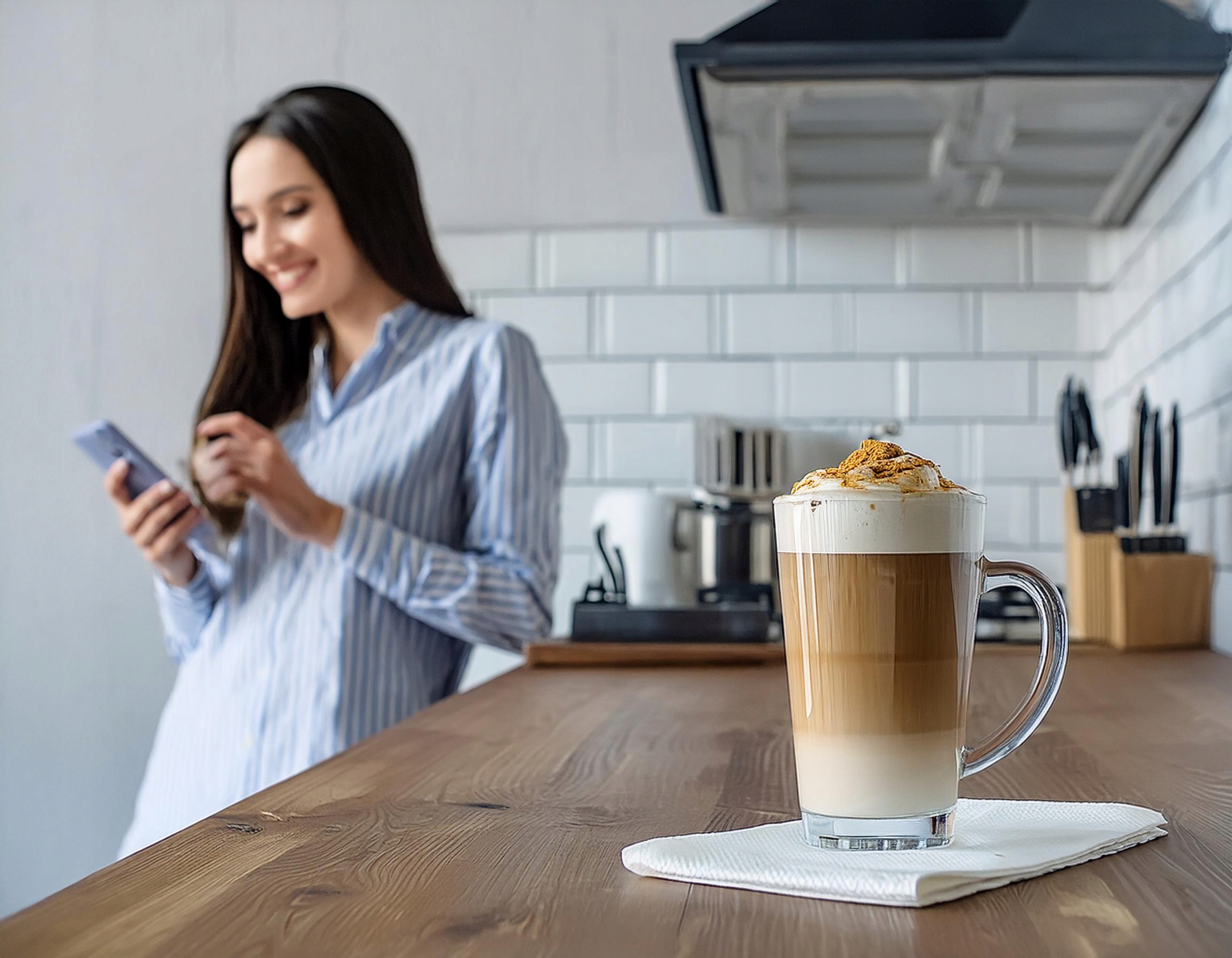 SZKLANKI DO KAWY LATTE Macchiato +ŁYŻECZKI ZESTAW Kolor przezroczysty
