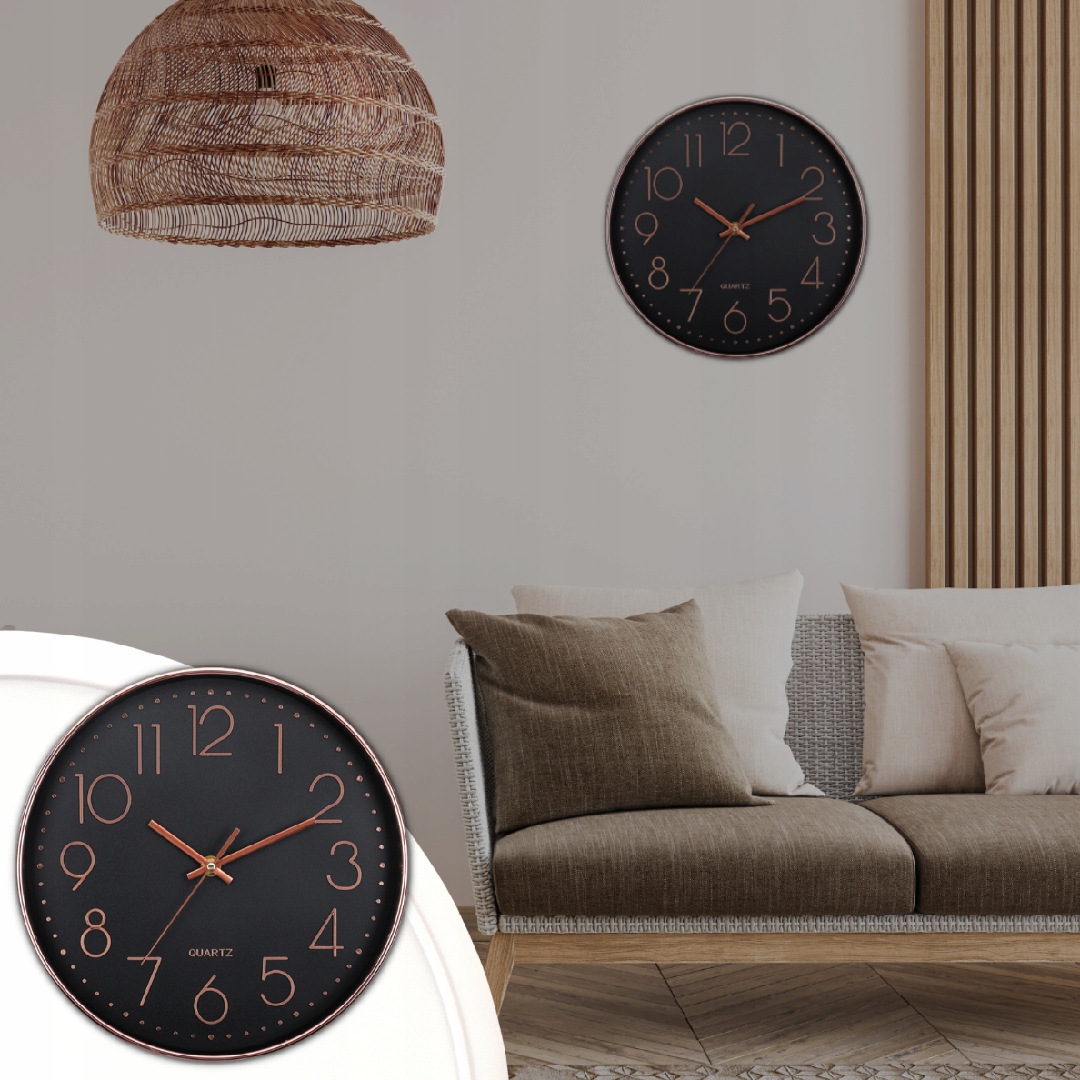 ZEGAR ŚCIENNY DUŻY 30 CM NOWOCZESNY CICHY BIAŁY RÓŻOWE ZŁOTO PŁYNĄCY Typ zegar ścienny