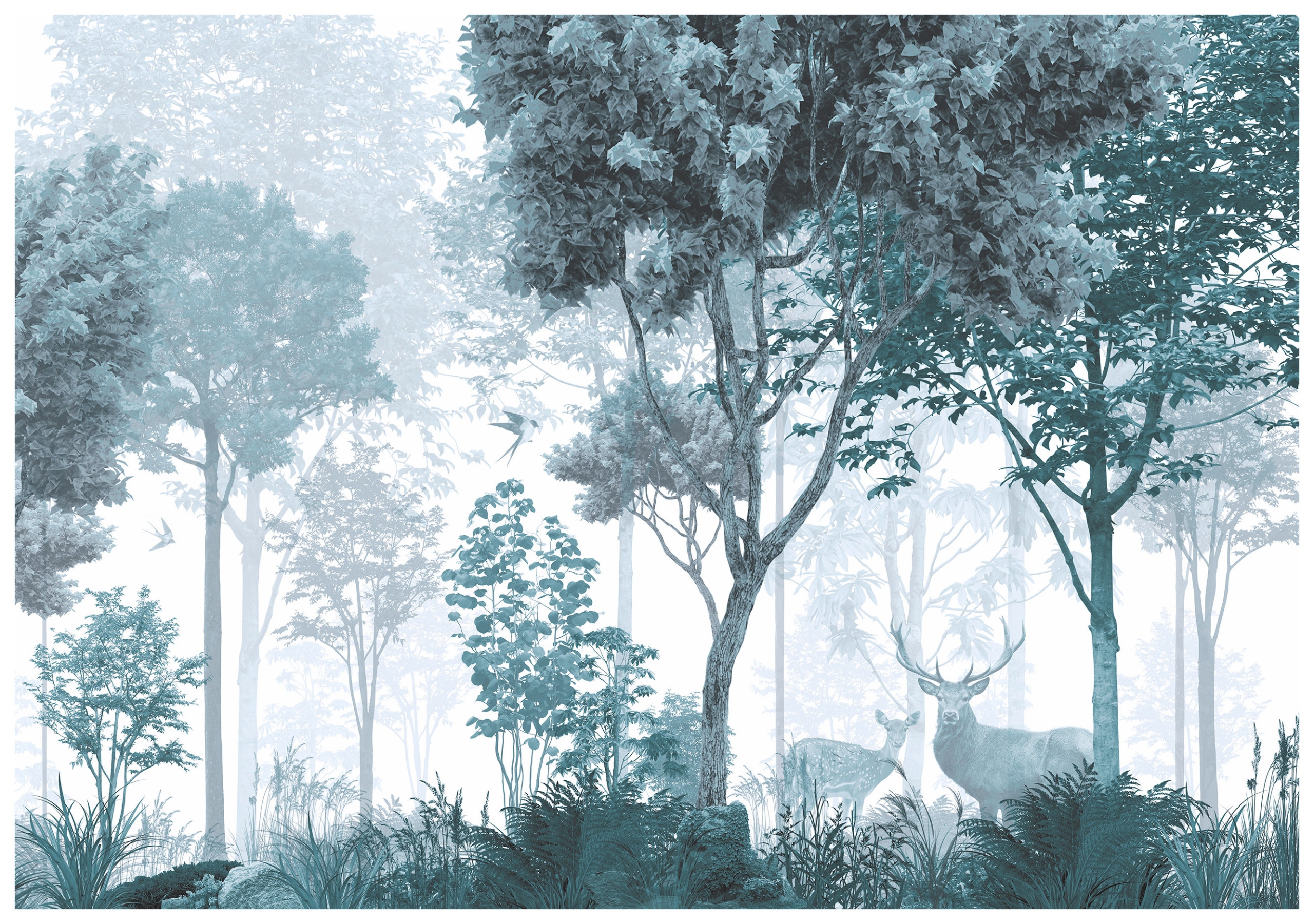 Fototapeta Les Ráno Jelen Příroda Ekostyl Klid 416x254 lepidlo