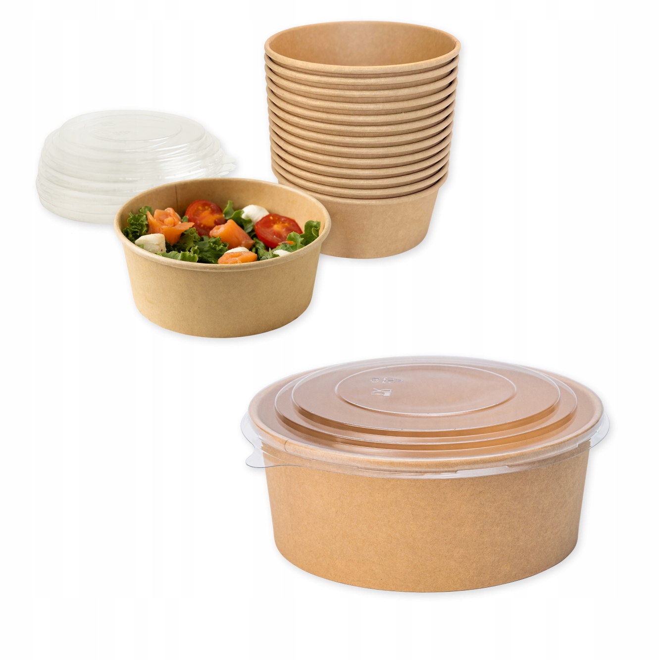 Miska kraftová kulatá 750 ml s Pet víkem 150 mm Velkoobchod 300 ks