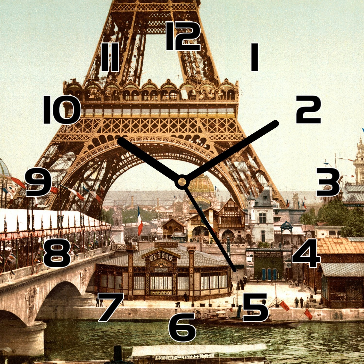 

Ładny zegar szklany na ścianę Wieża Eiffla 30x30cm
