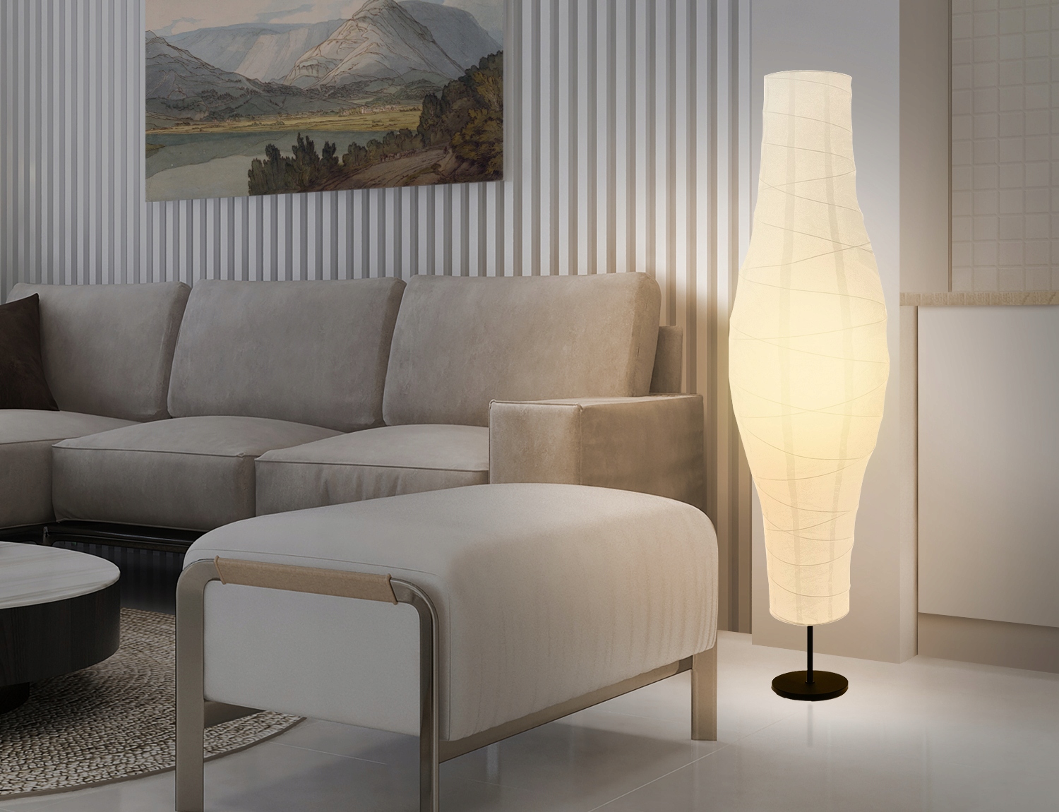 LAMPA PODŁOGOWA STOJĄCA 137CM NOCNA KLOSZ PAPIER Marka inna