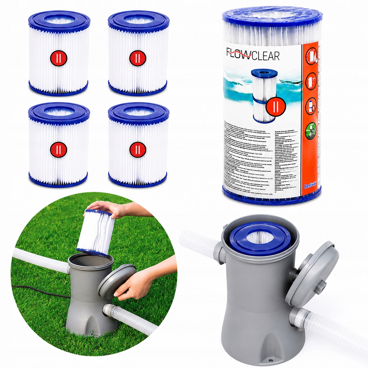 Filtr Filtry Do Pompy Basenu Bestway Filtry Wkład Filtrujący 58094 Typ II