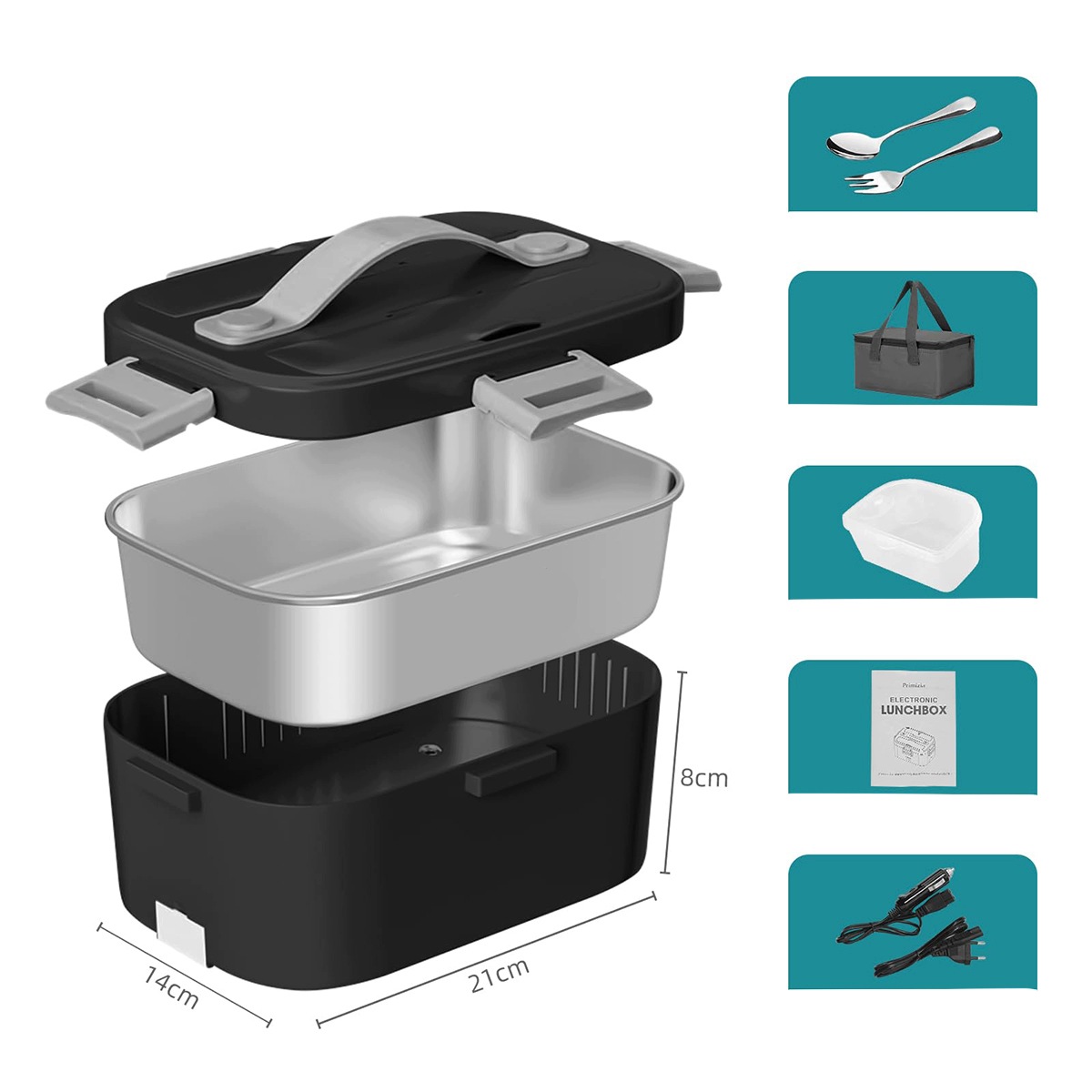 Elektrický Obědový Box Ohřívač Oběda Do Auta, Domu 1.8 L 24*12*18 CM