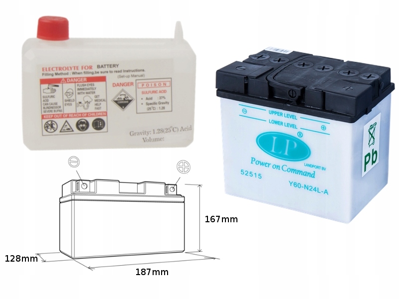 Landport Batéria Y60-N24L-A (MD L60-N24L-A) 12V 24AH 185X125X176 Podpora