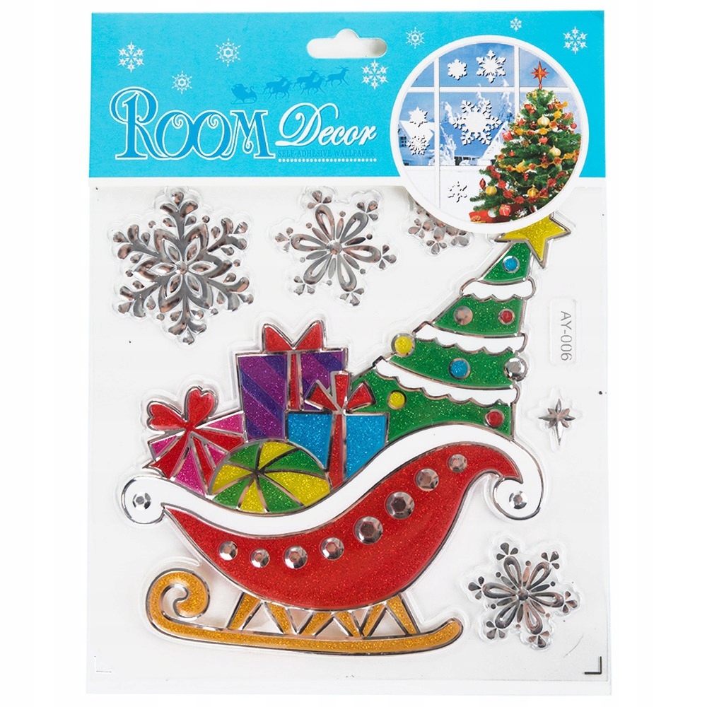 

Świąteczne Naklejki Na Szybę Sanie Prezenty AY-006