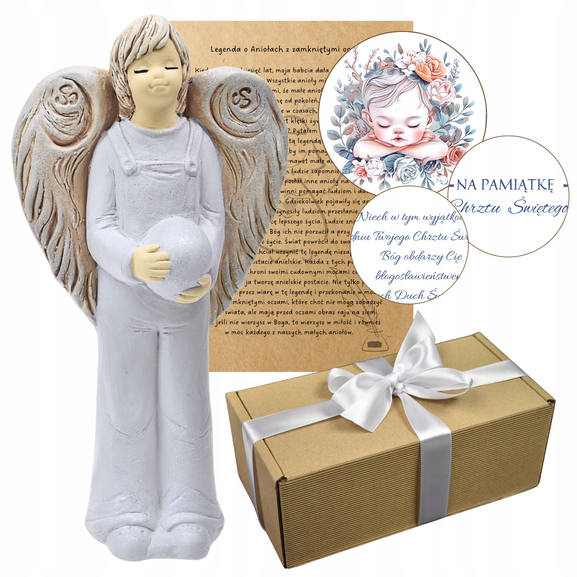ANIOŁ STRÓŻ FIGURKA PREZENT NA URODZINY DLA CHŁOPCA CHRZEST ŚWIĘTY ROCZEK