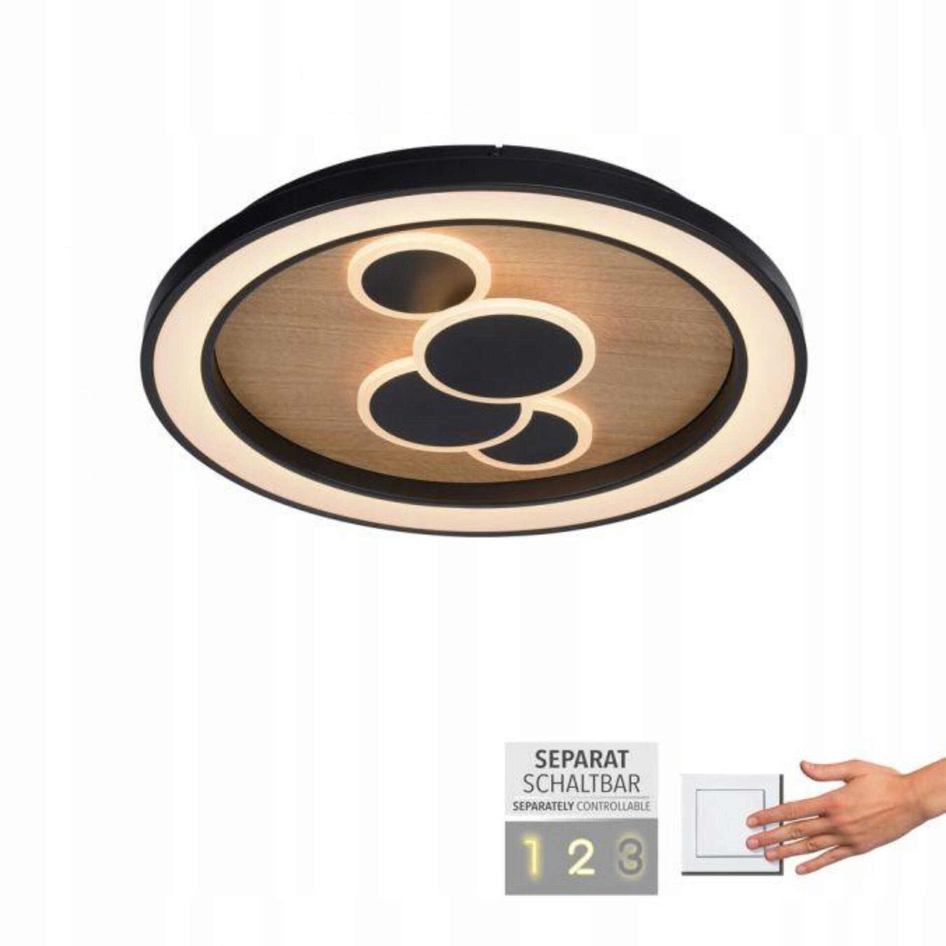 Led stropné svietidlo Paul Neuhaus , kruhové, dub, 63W, 6620lm, 3000K, scény