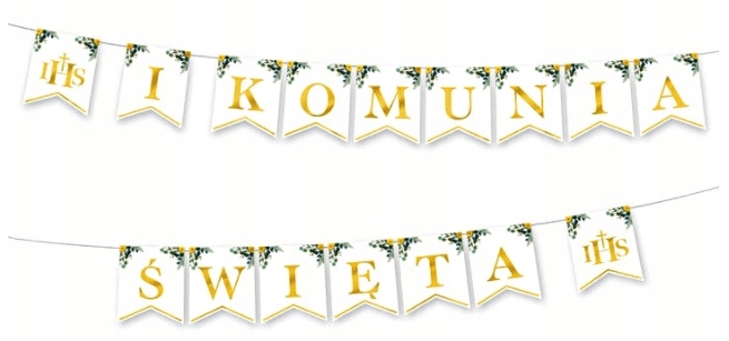 

Baner Girlanda I Komunia Święta Złoty Boho 240cm
