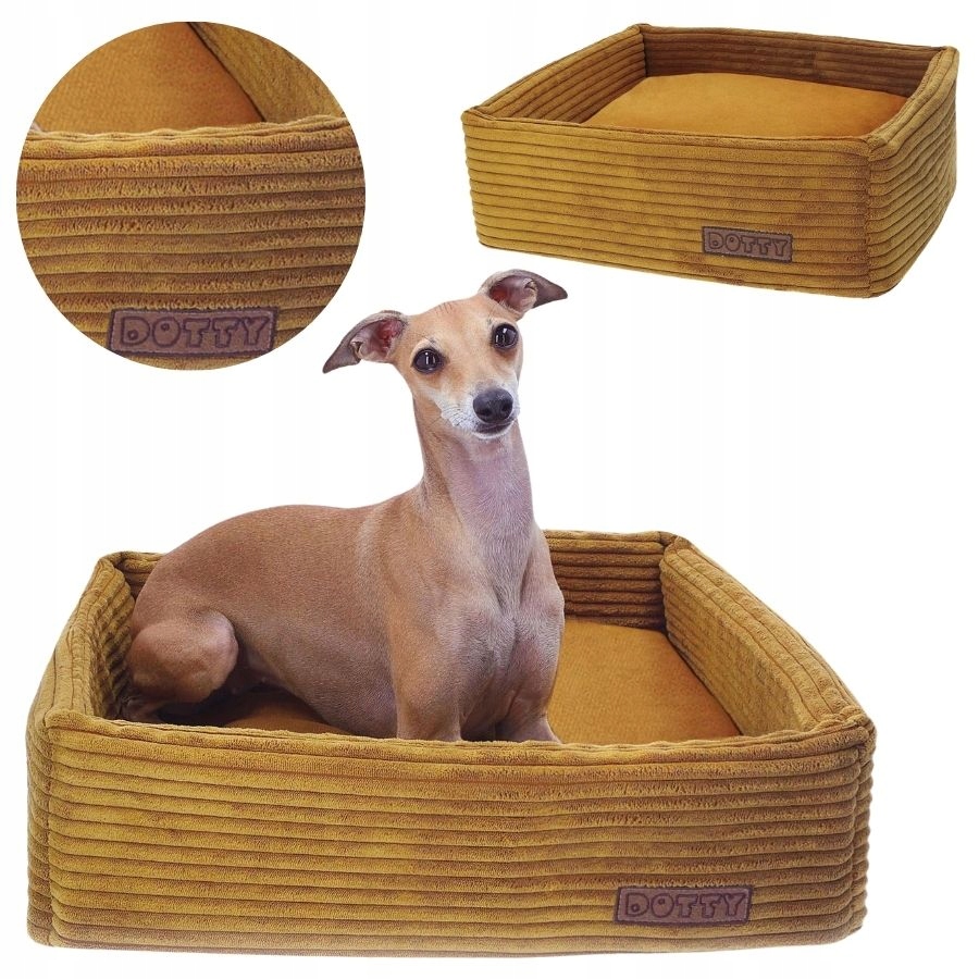 Levně Pelíšek pro psa pro kočky gauč pohovka pro psa Dotty medově žlutý samet