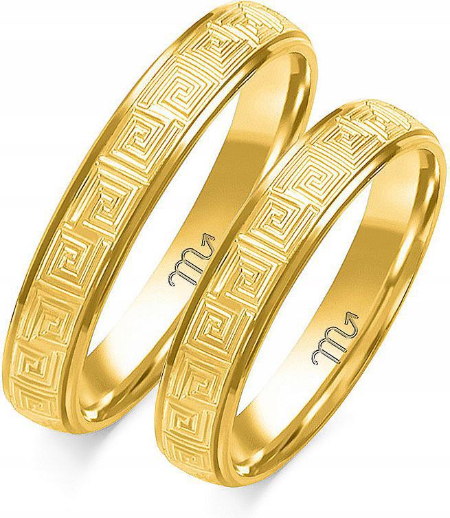 Zlatý snubní prsten svatba 585 velikost 32 33 34 s řeckým vzorem dárek