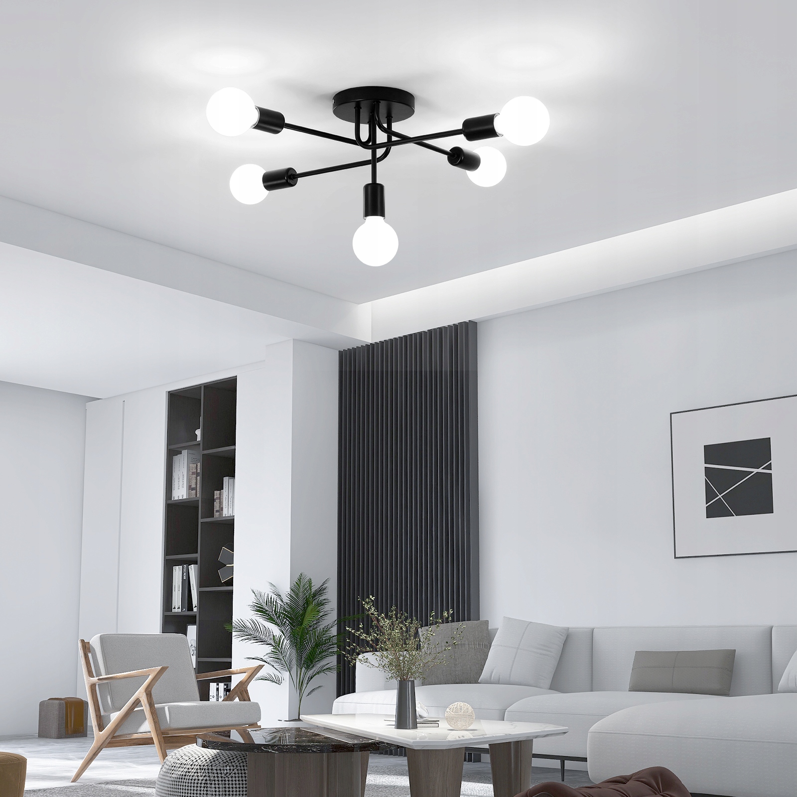 Lampa Sufitowa Wisząca Zyrandol E27 Czarny Retro Do Kuchni