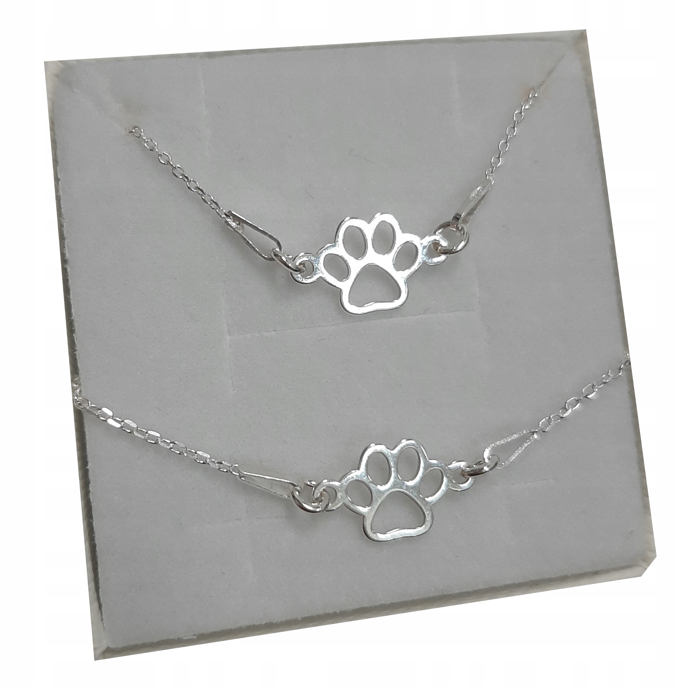 

Komplet srebrny z łapka psa kota srebro 925